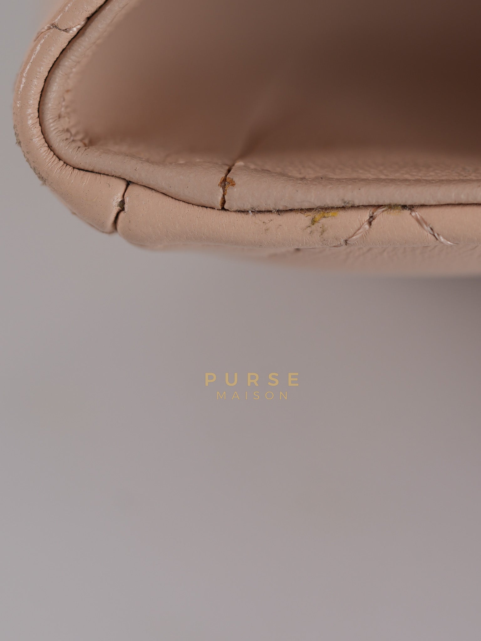 22C Mini Square in Light Beige & Black Lambskin Leather in Light Gold Hardware (Microchip) | Purse Maison Luxury Bags Shop