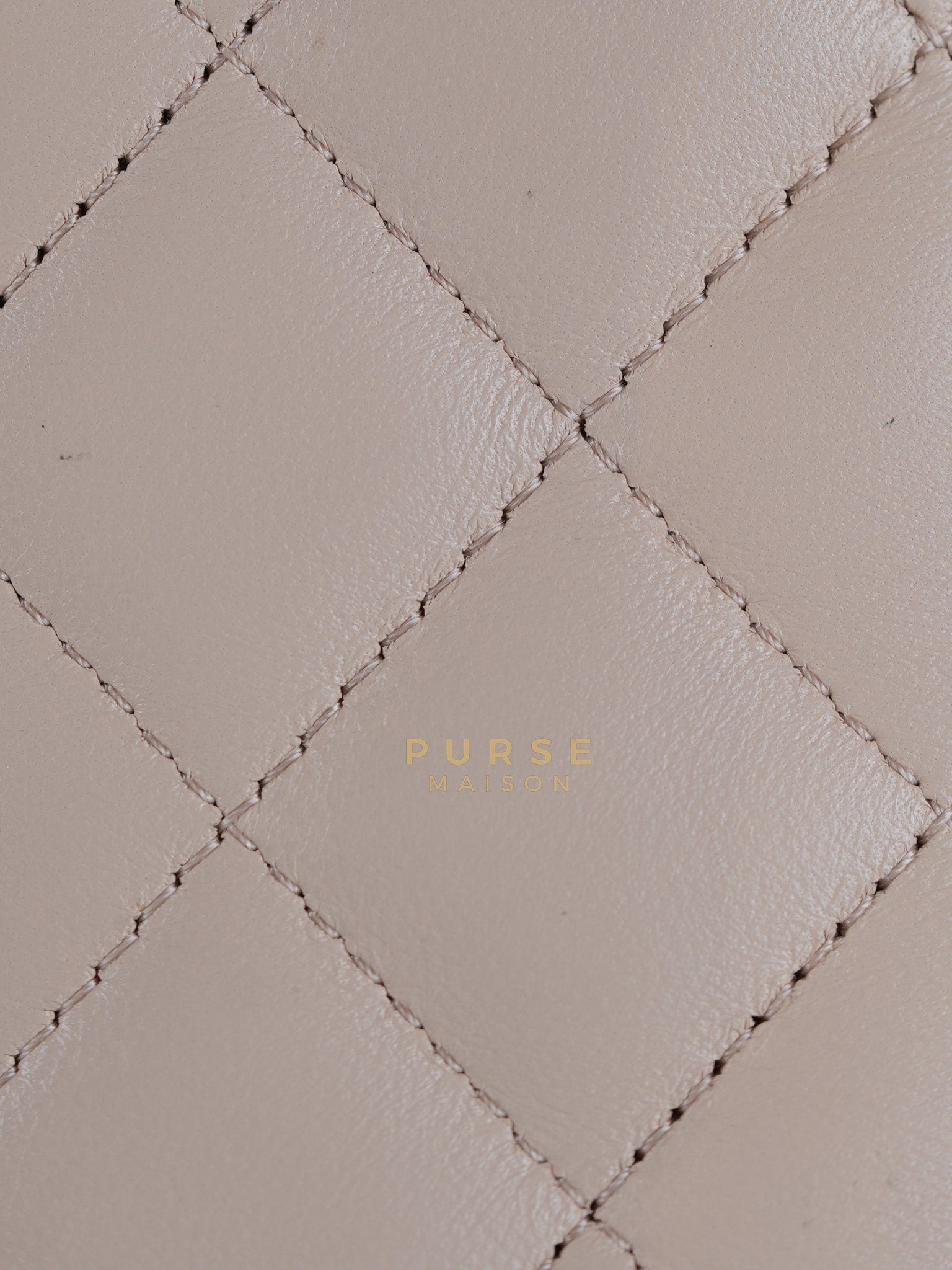 22C Mini Square in Light Beige & Black Lambskin Leather in Light Gold Hardware (Microchip) | Purse Maison Luxury Bags Shop