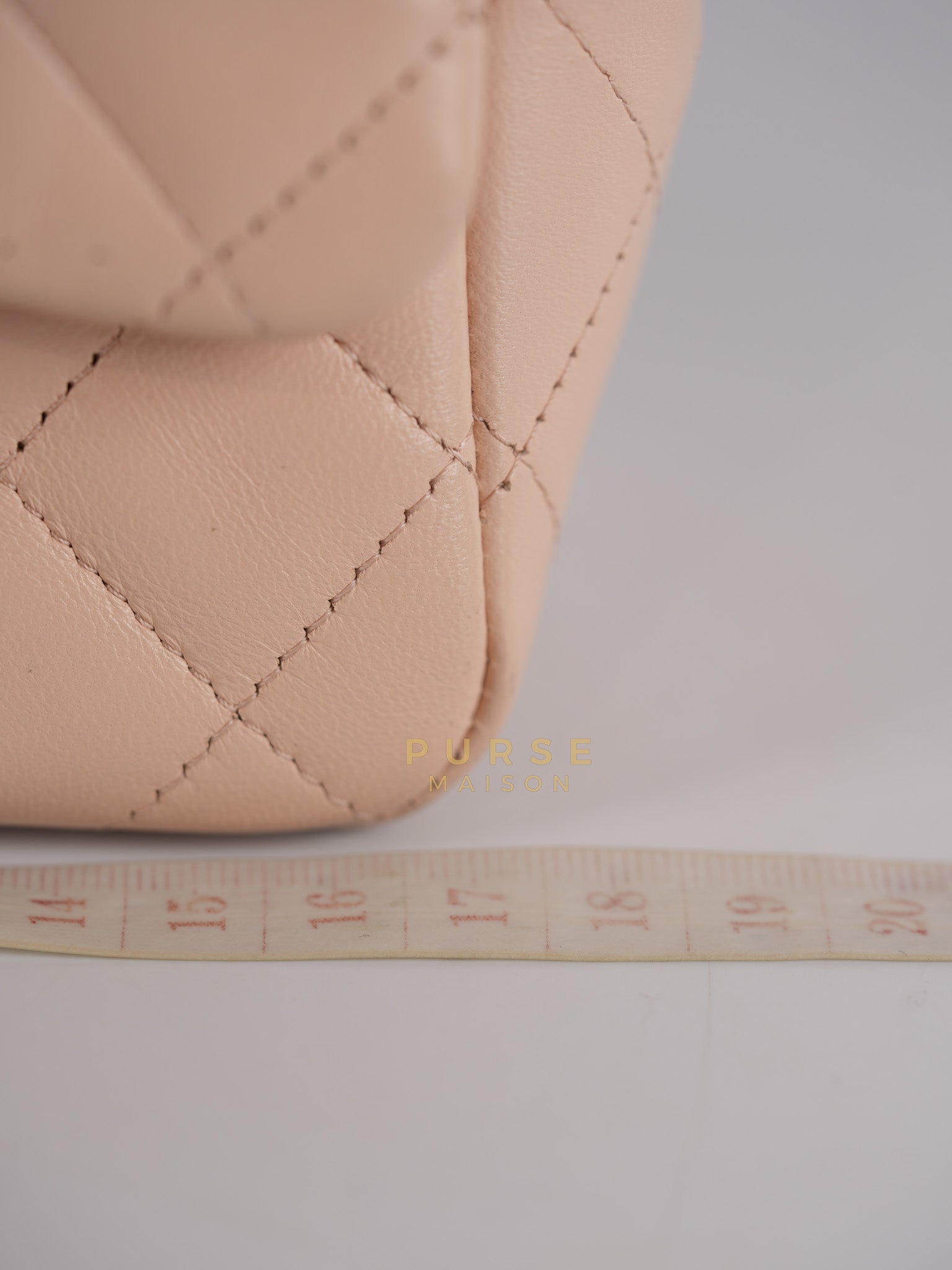 22C Mini Square in Light Beige & Black Lambskin Leather in Light Gold Hardware (Microchip) | Purse Maison Luxury Bags Shop