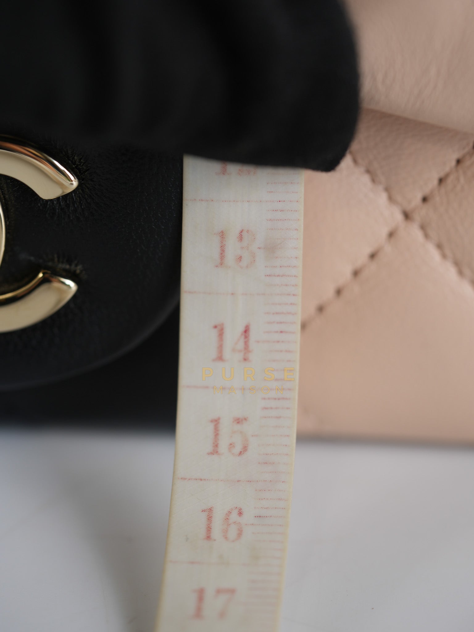 22C Mini Square in Light Beige & Black Lambskin Leather in Light Gold Hardware (Microchip) | Purse Maison Luxury Bags Shop