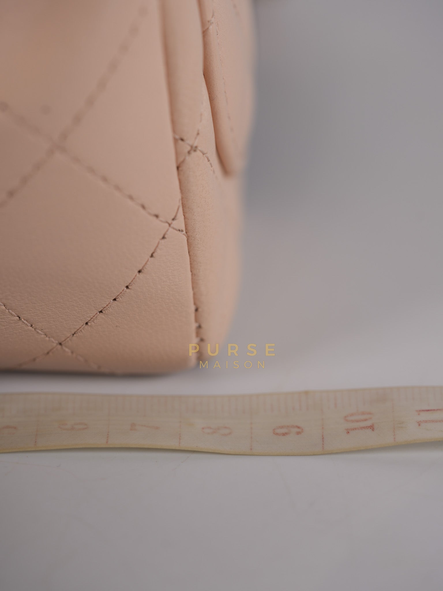 22C Mini Square in Light Beige & Black Lambskin Leather in Light Gold Hardware (Microchip) | Purse Maison Luxury Bags Shop