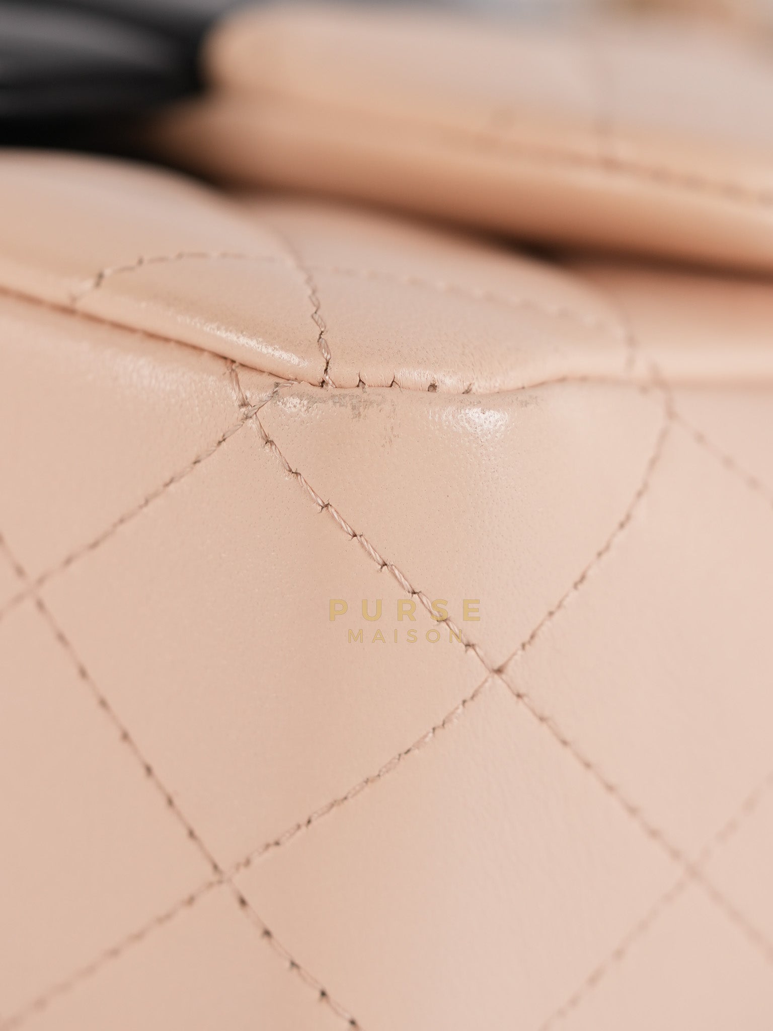 22C Mini Square in Light Beige & Black Lambskin Leather in Light Gold Hardware (Microchip) | Purse Maison Luxury Bags Shop