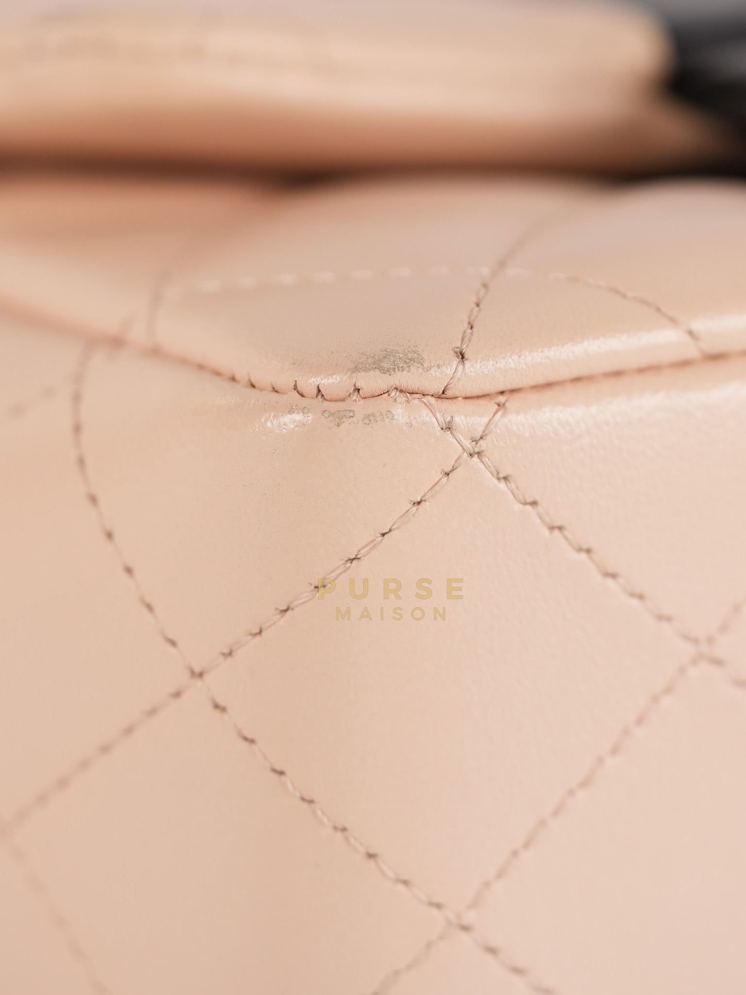 22C Mini Square in Light Beige & Black Lambskin Leather in Light Gold Hardware (Microchip) | Purse Maison Luxury Bags Shop