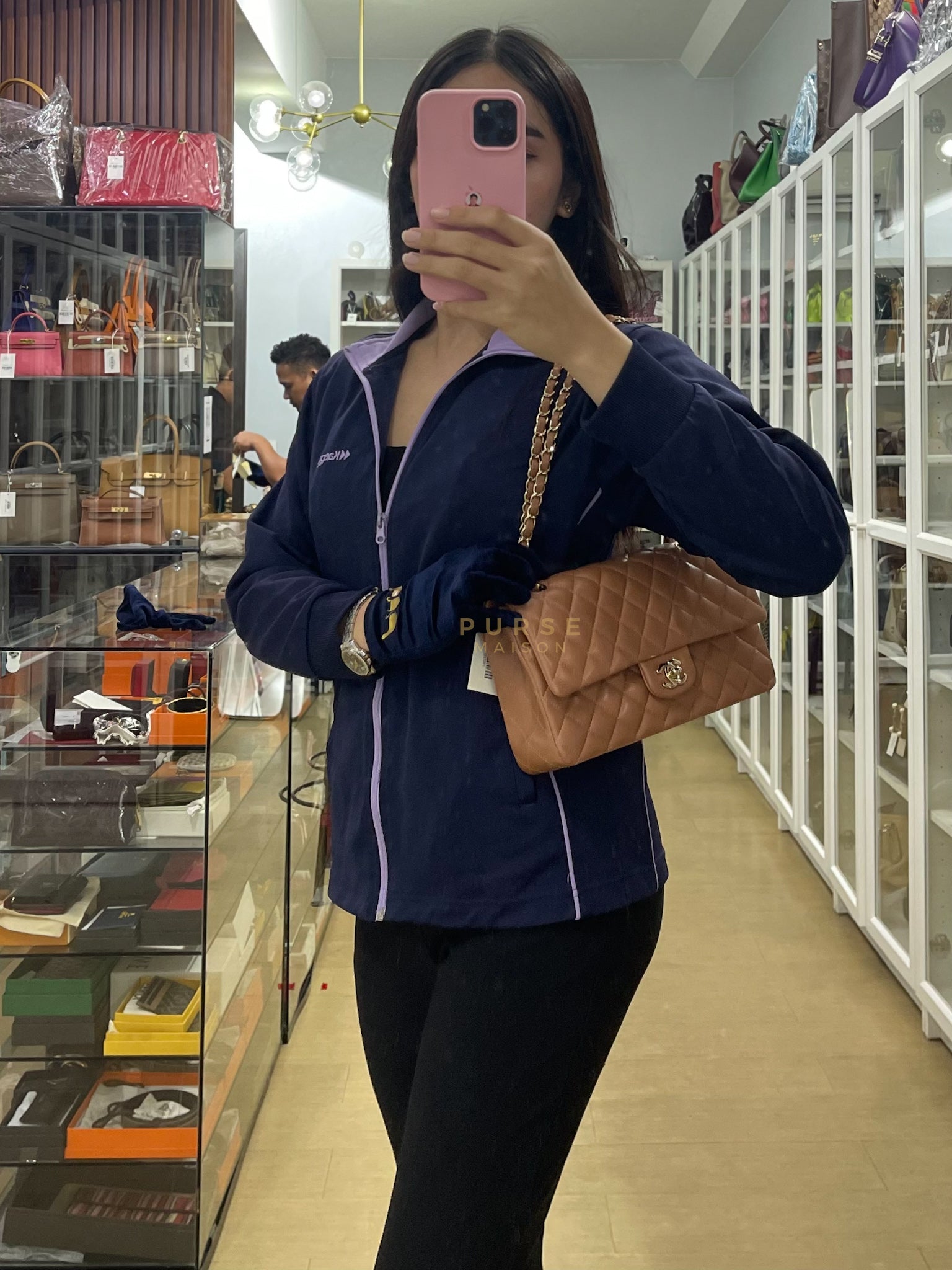 22S Classic Double Flap Medium in Caramel Lambskin Leather and Light Gold Hardware (Microchip) | Purse Maison Luxury Bags Shop