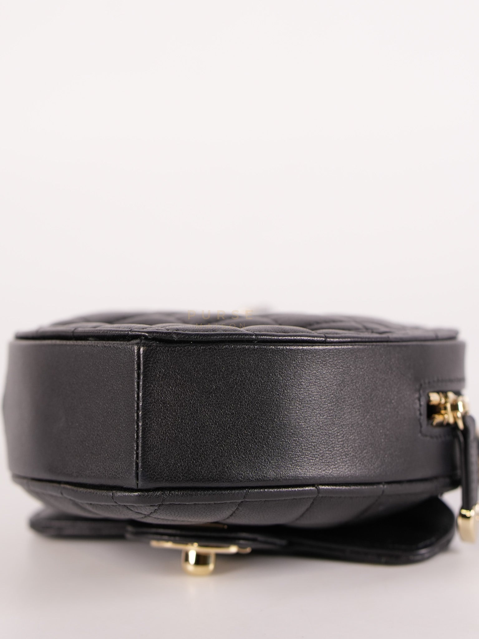 22S Heart Bag Black in Lambskin Leather and Light Gold Hardware Series 32 | Purse Maison Luxury Bags Shop