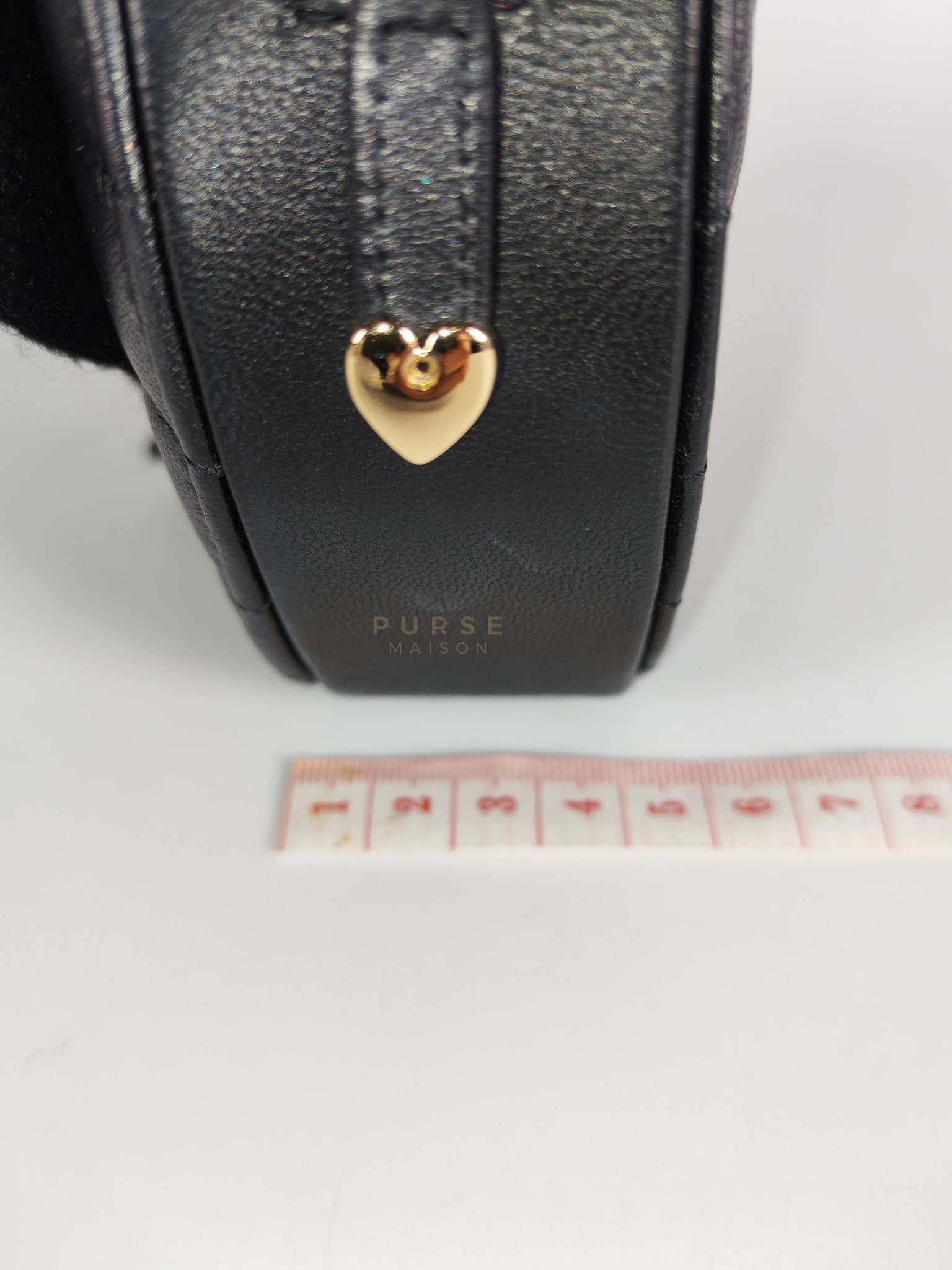 22S Heart Bag Black in Lambskin Leather and Light Gold Hardware Series 32 | Purse Maison Luxury Bags Shop