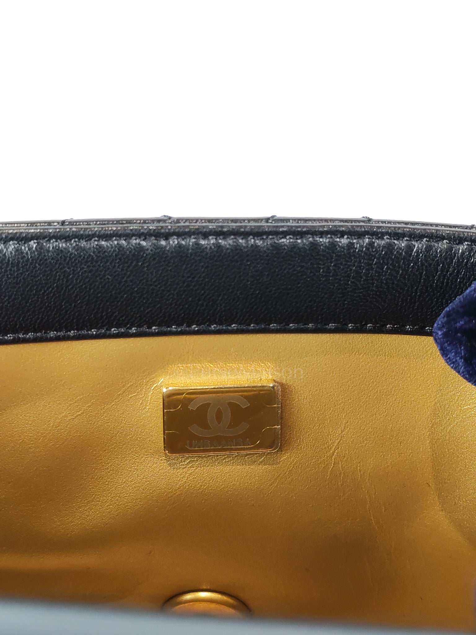 22S Mini Square Pearl Crush in Black Lambskin Leather and Aged Gold Harwadre (Microchip) | Purse Maison Luxury Bags Shop