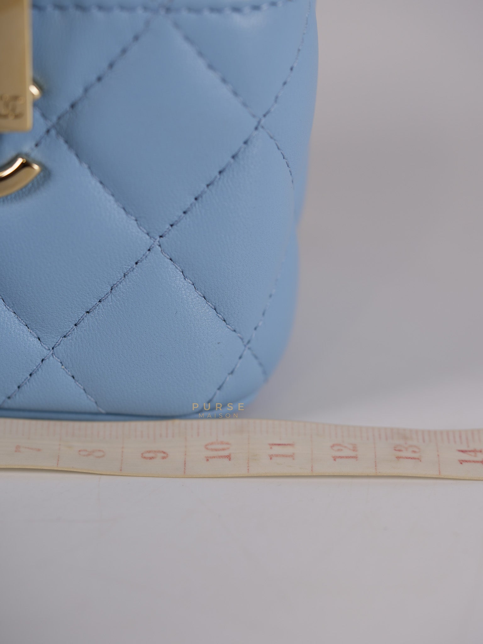 22S Nano Vanity Case in Light Blue Lambskin Leather and Light Gold Hardware Series 32 | Purse Maison Luxury Bags Shop
