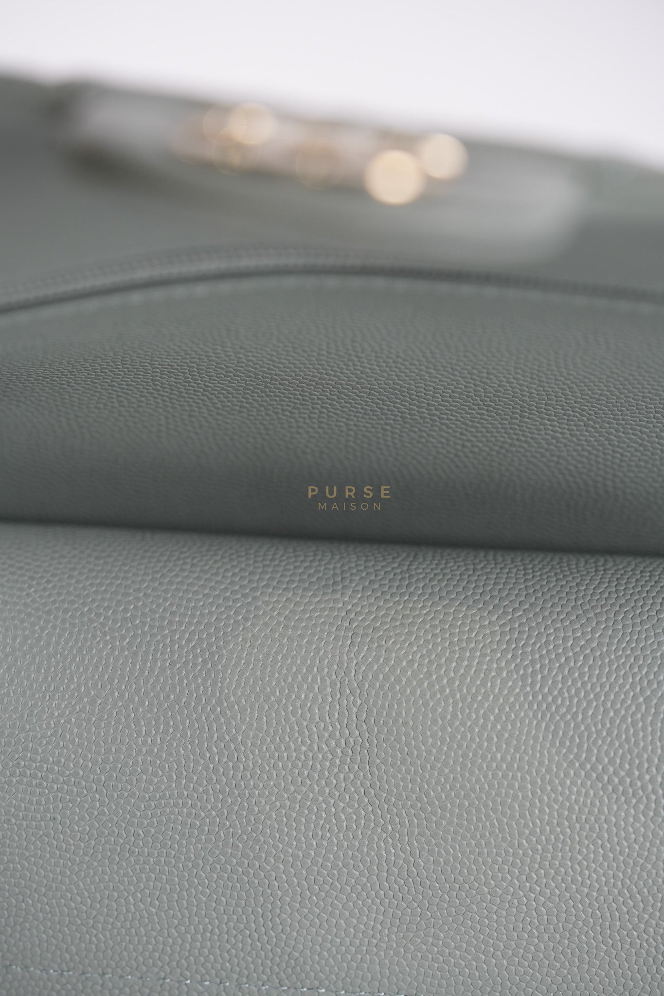 23C Classic Double Flap Small in Grey Quilted Caviar Leather and Light Gold Hardware (Microchip) | Purse Maison Luxury Bags Shop