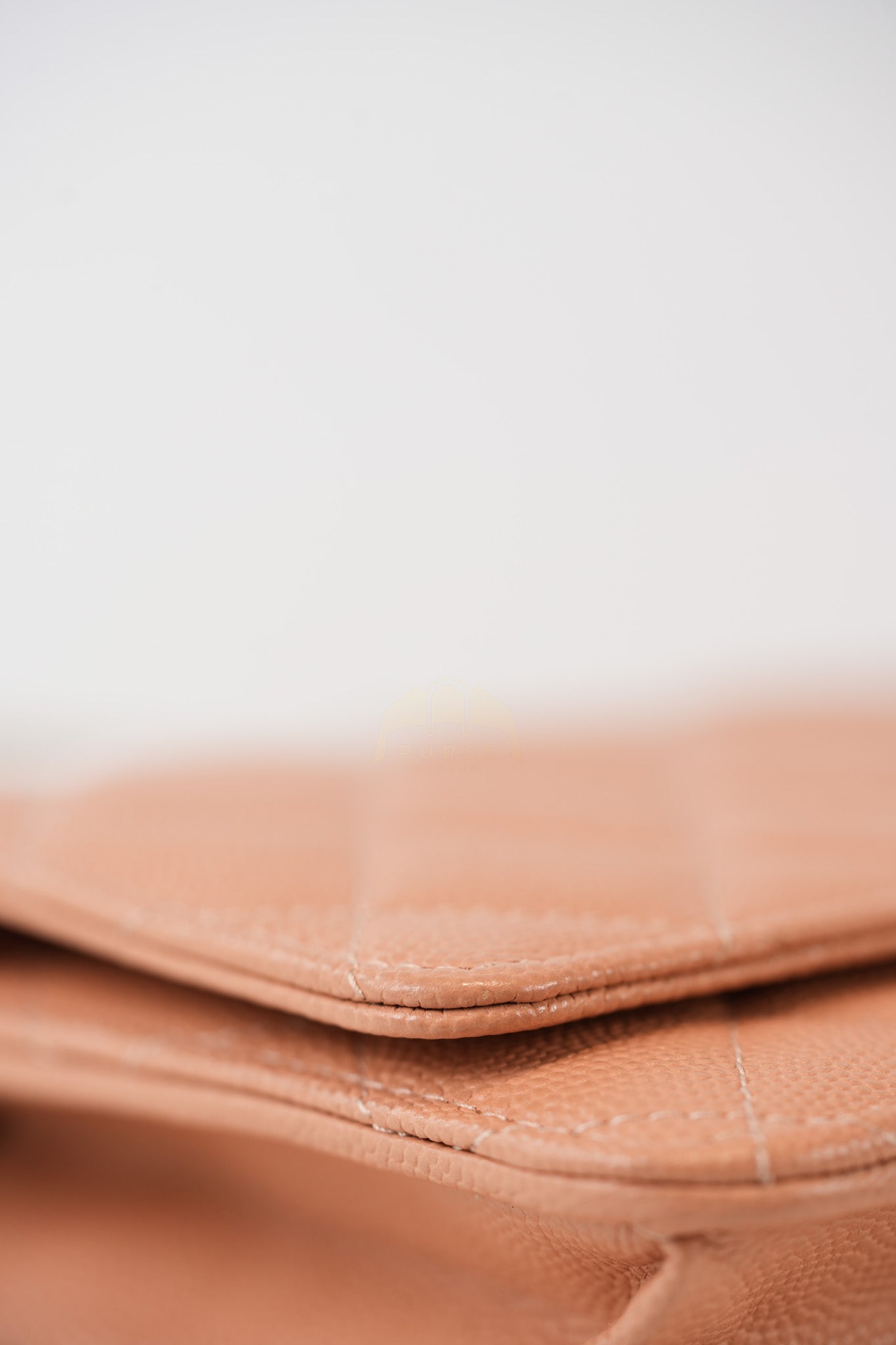 23P Wallet On Chain (WOC) Beige-Peach in Quilted Caviar Light Gold Hardware (Microchip) | Purse Maison Luxury Bags Shop