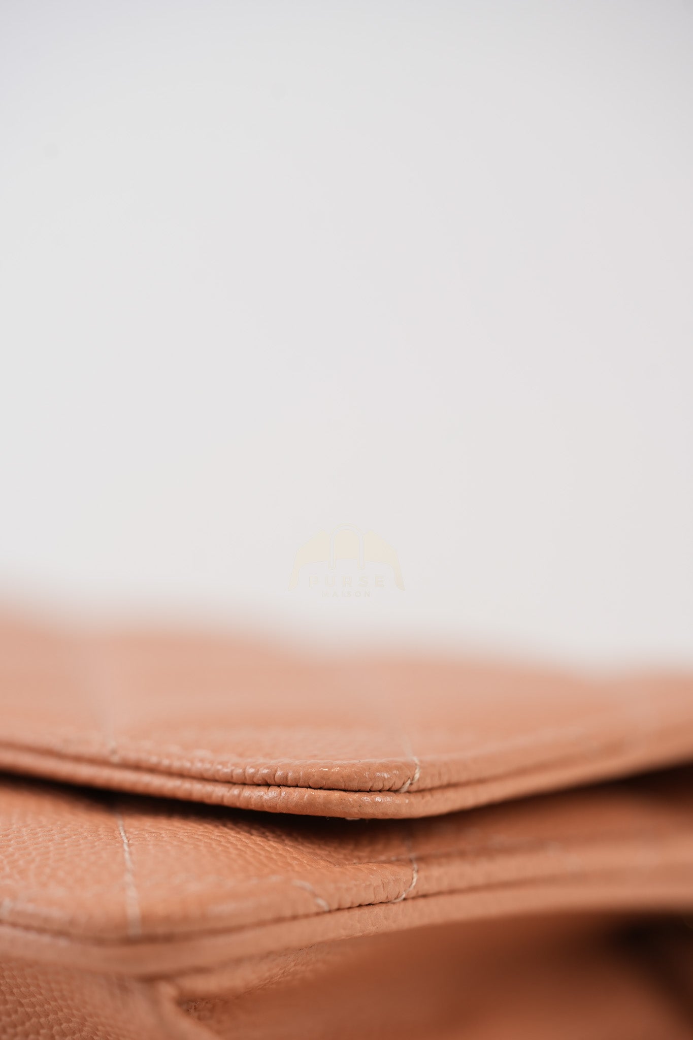 23P Wallet On Chain (WOC) Beige-Peach in Quilted Caviar Light Gold Hardware (Microchip) | Purse Maison Luxury Bags Shop