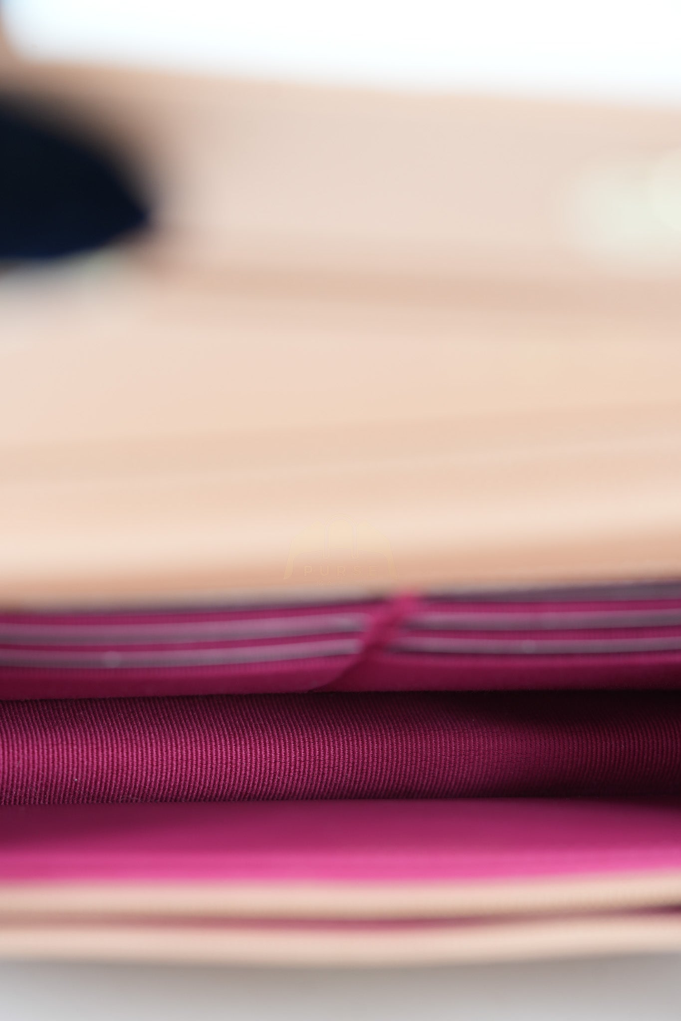 23P Wallet On Chain (WOC) Beige-Peach in Quilted Caviar Light Gold Hardware (Microchip) | Purse Maison Luxury Bags Shop