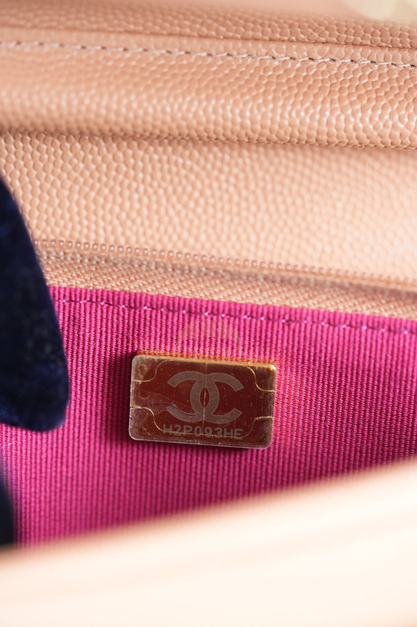 23P Wallet On Chain (WOC) Beige-Peach in Quilted Caviar Light Gold Hardware (Microchip) | Purse Maison Luxury Bags Shop