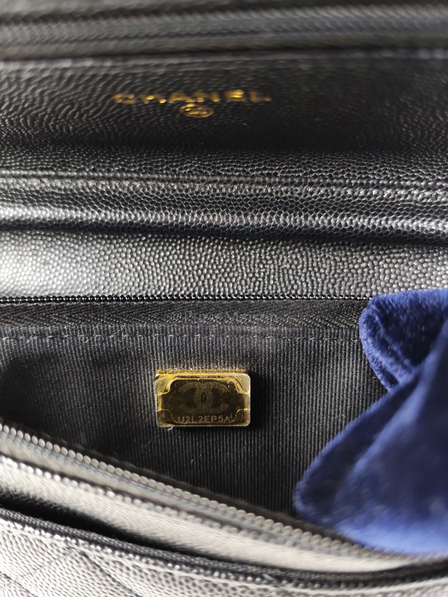 23S Wallet On Chain in Black Caviar Leather & Crystal Enamel Gold Hardware (Microchip) | Purse Maison Luxury Bags Shop