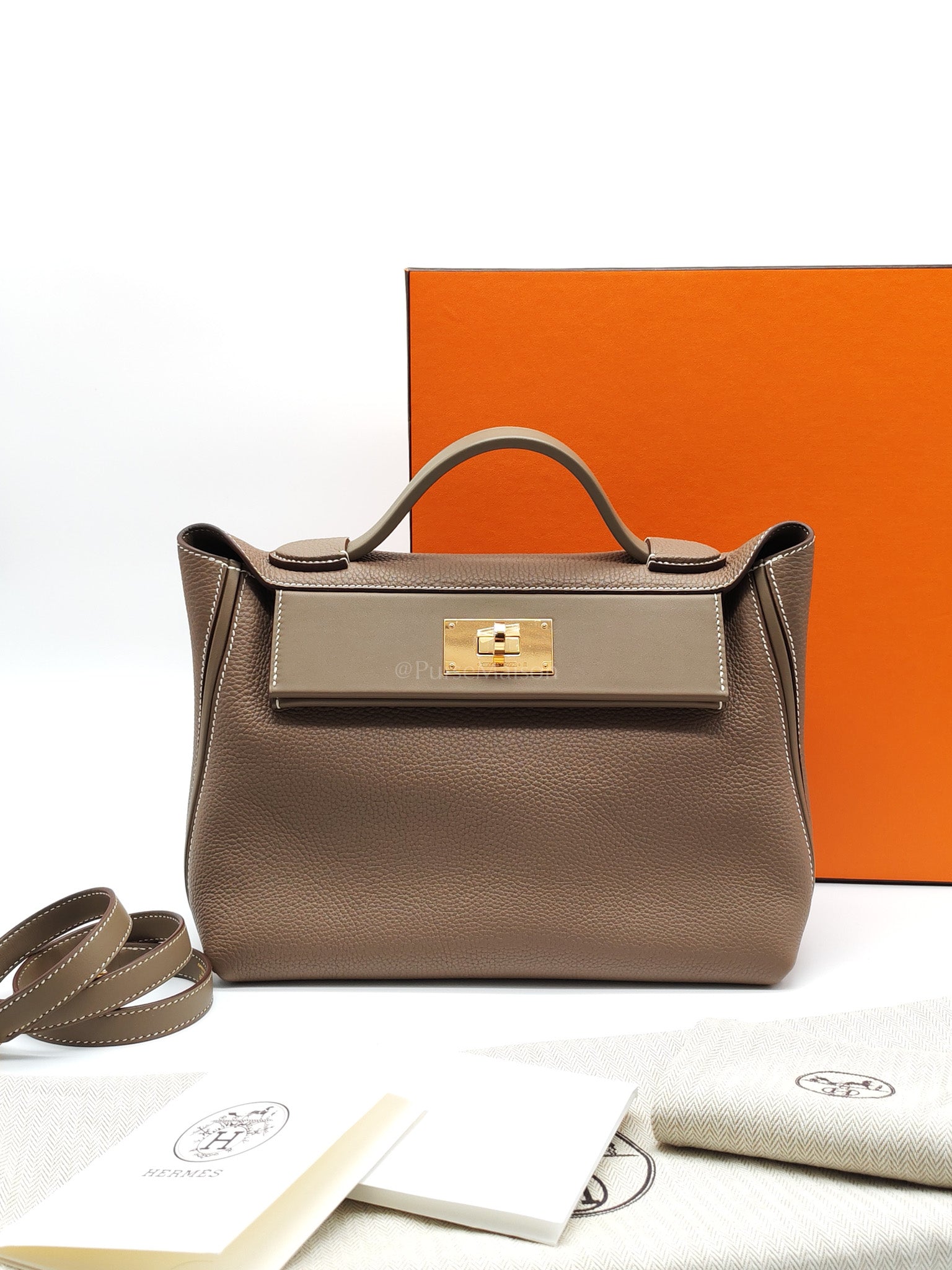 24/24 29 in Etoupe Togo and Swift Leather Gold hardware Stamp B(2023) | Purse Maison Luxury Bags Shop