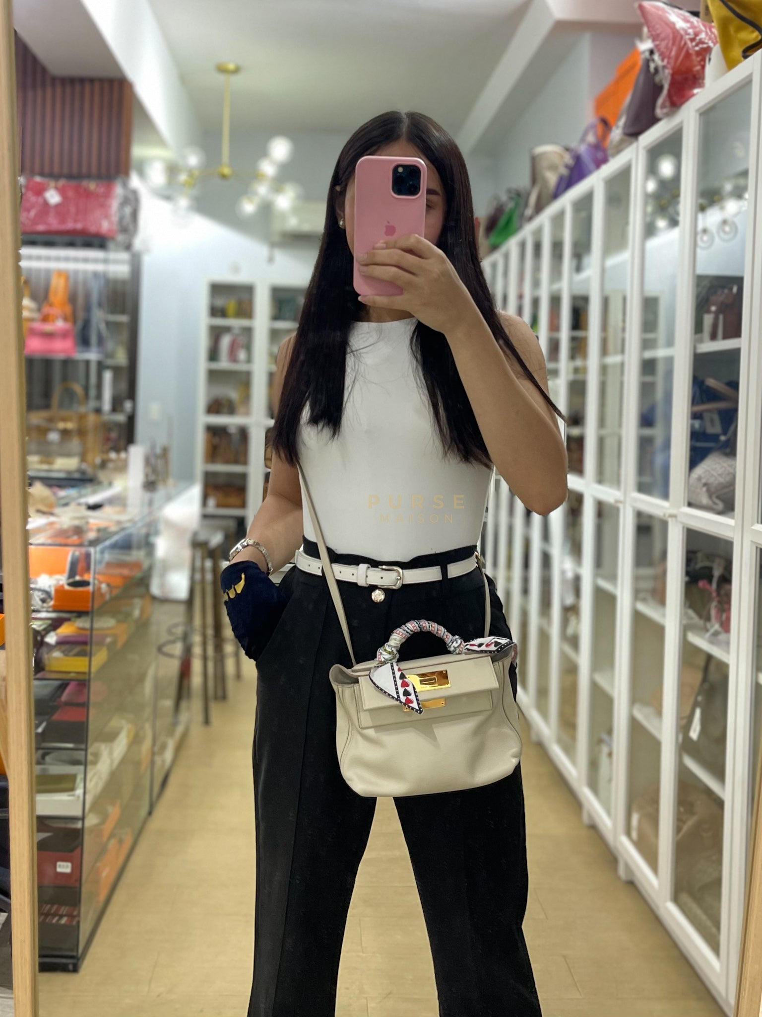 24/24 in Beton Evercolor/Swift Leather and Gold Hardware Stamp B (2023) | Purse Maison Luxury Bags Shop