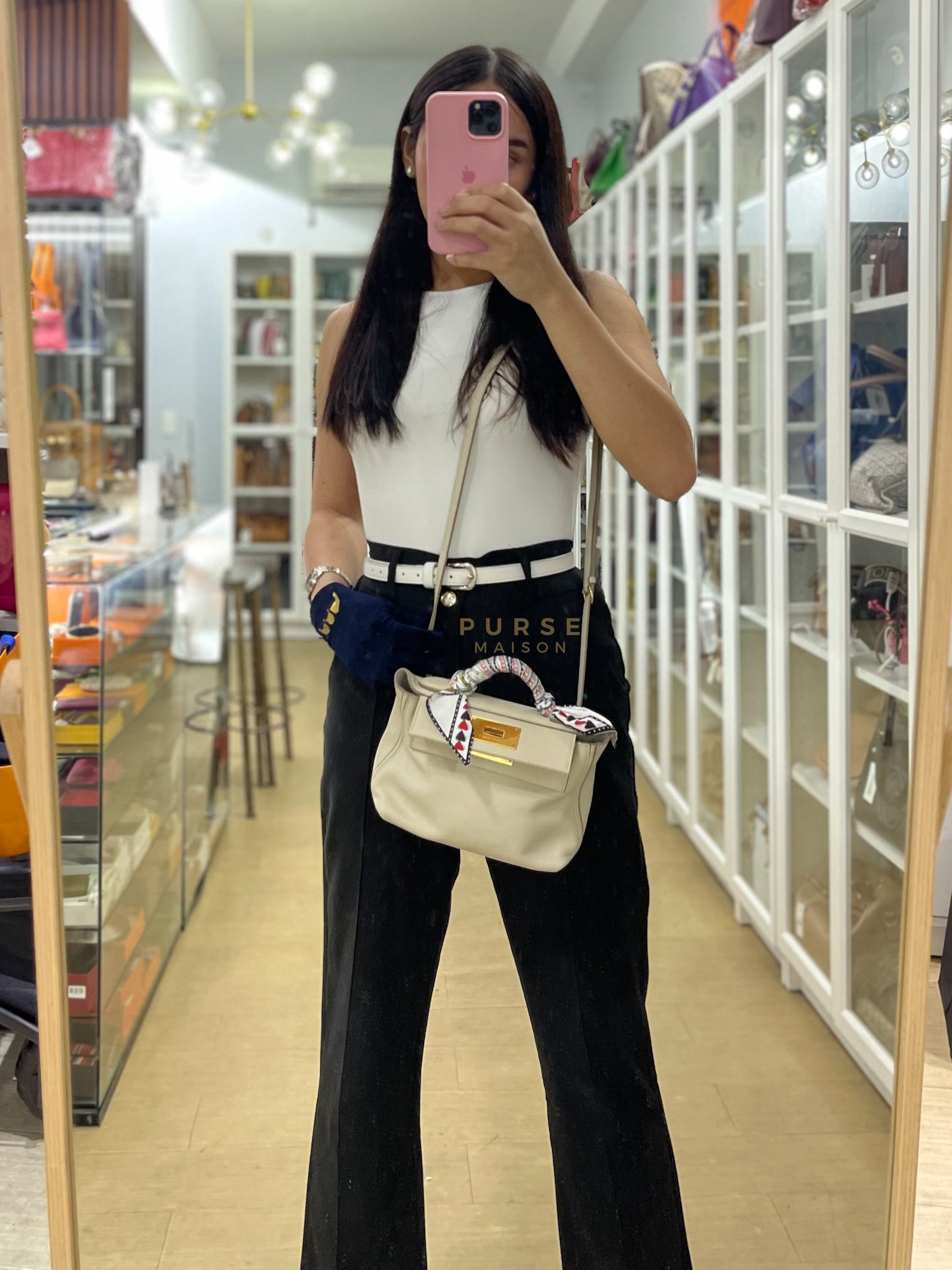 24/24 in Beton Evercolor/Swift Leather and Gold Hardware Stamp B (2023) | Purse Maison Luxury Bags Shop