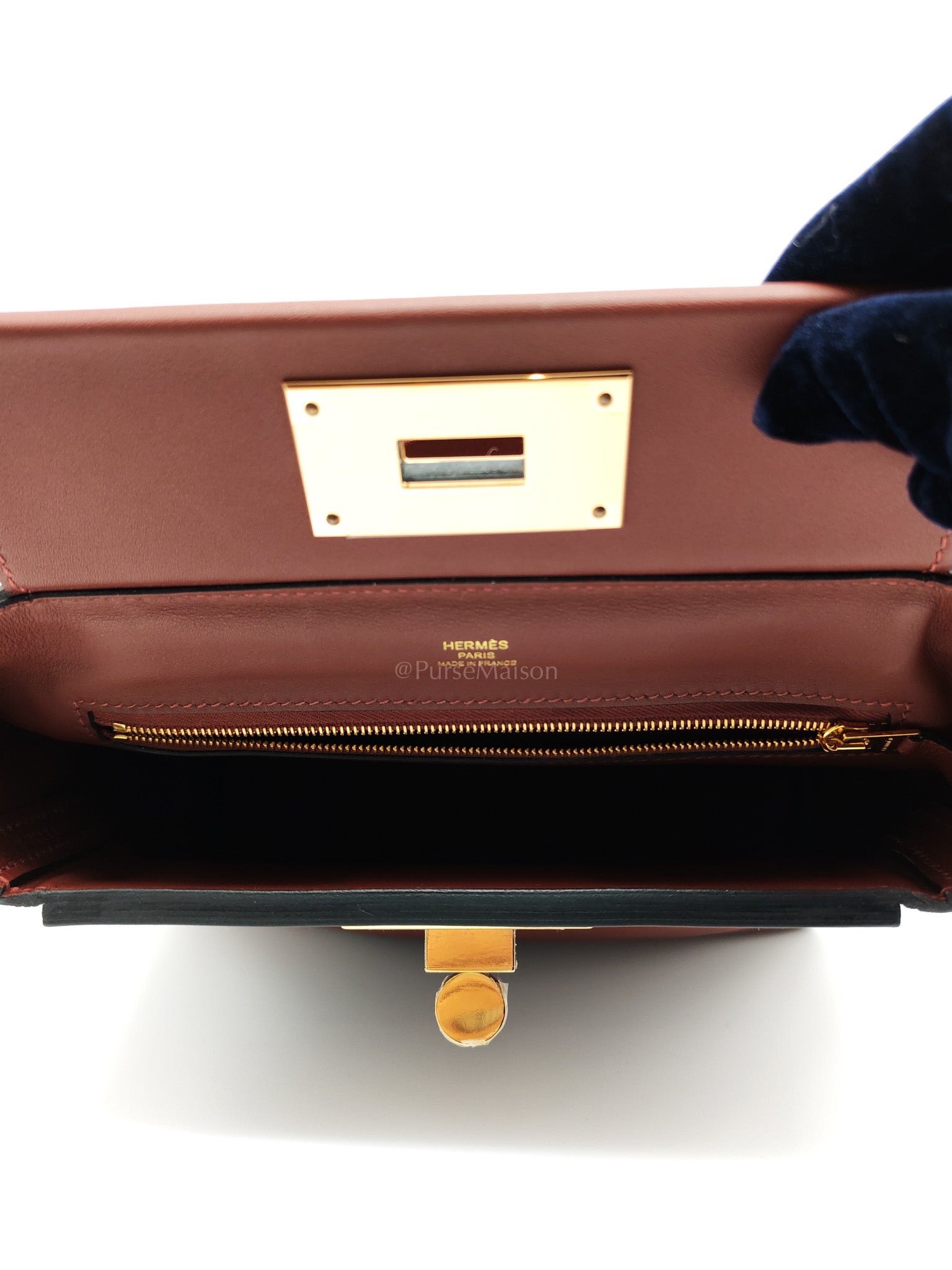 24/24 Mini in Rouge H Evercolor Leather and Gold Hardware Stamp W (2024) | Purse Maison Luxury Bags Shop