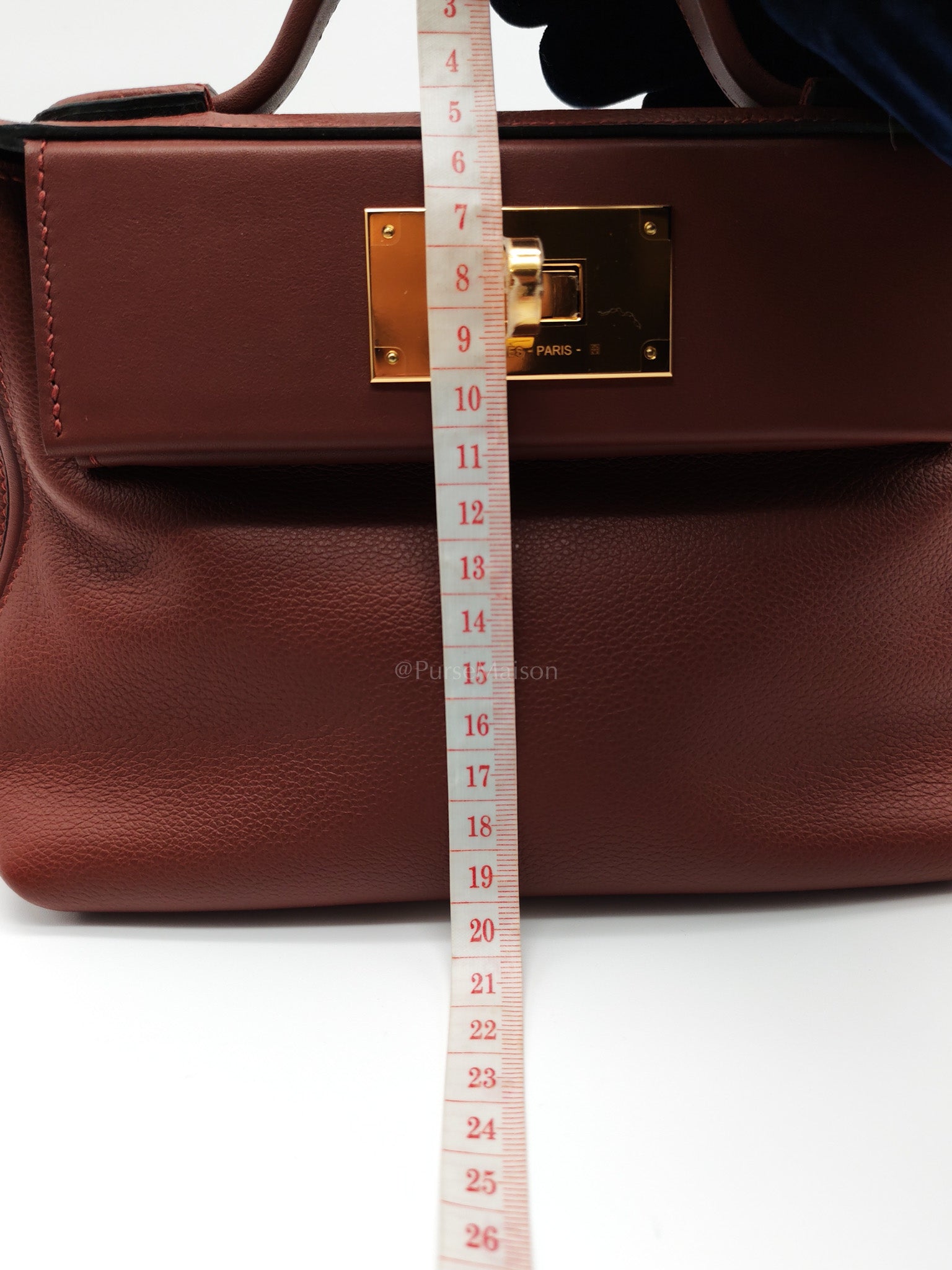 24/24 Mini in Rouge H Evercolor Leather and Gold Hardware Stamp W (2024) | Purse Maison Luxury Bags Shop