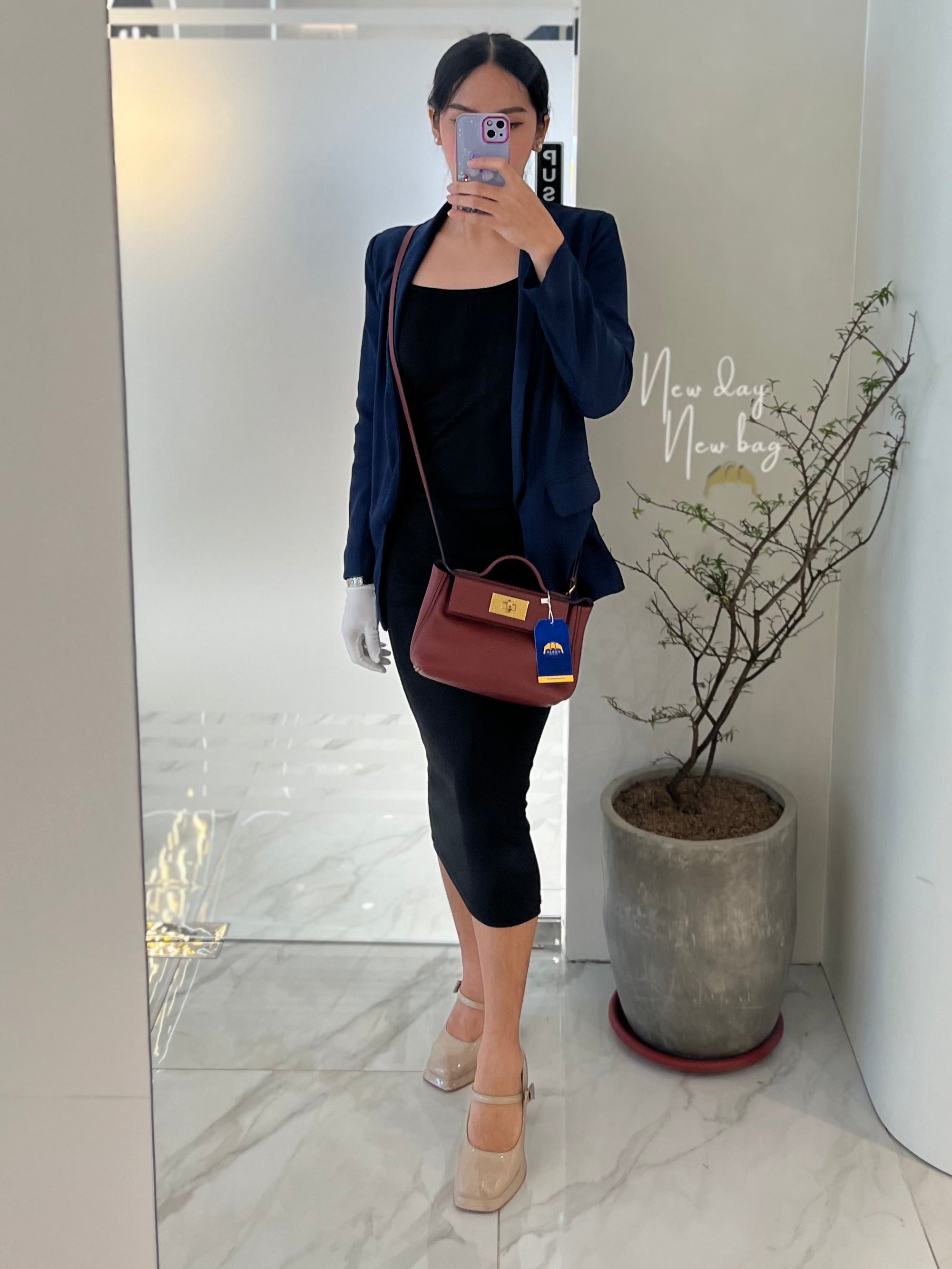 24/24 Mini in Rouge H Evercolor Leather and Gold Hardware Stamp W (2024) | Purse Maison Luxury Bags Shop