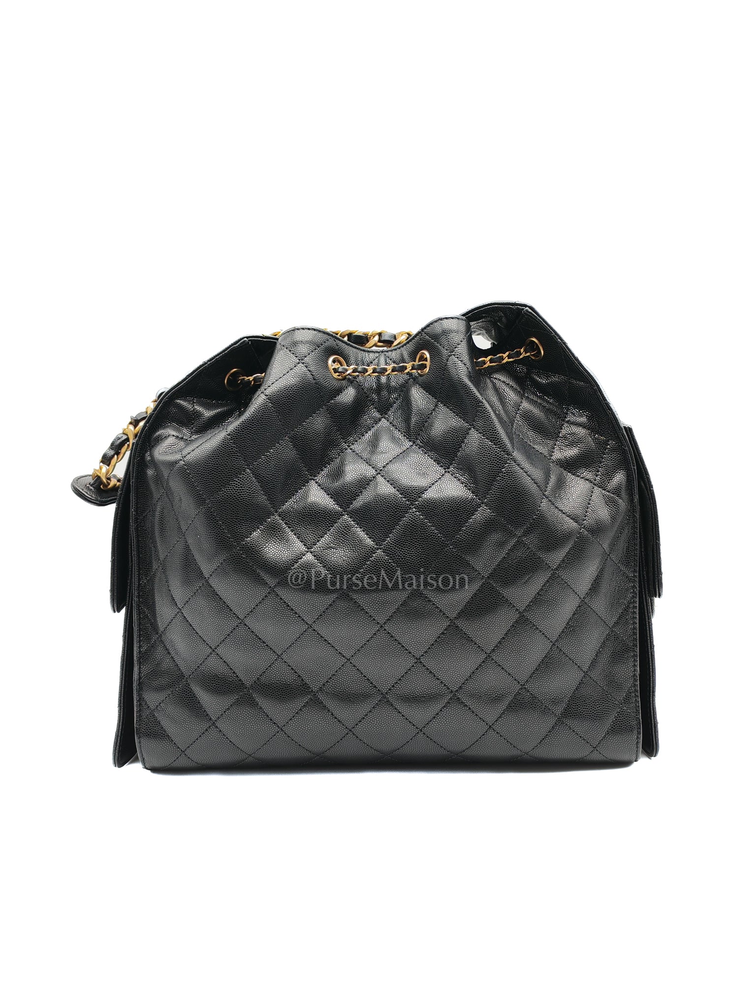 25 Medium in Black Caviar Leather and Aged Gold Hardware (Microchip) | Purse Maison Luxury Bags Shop