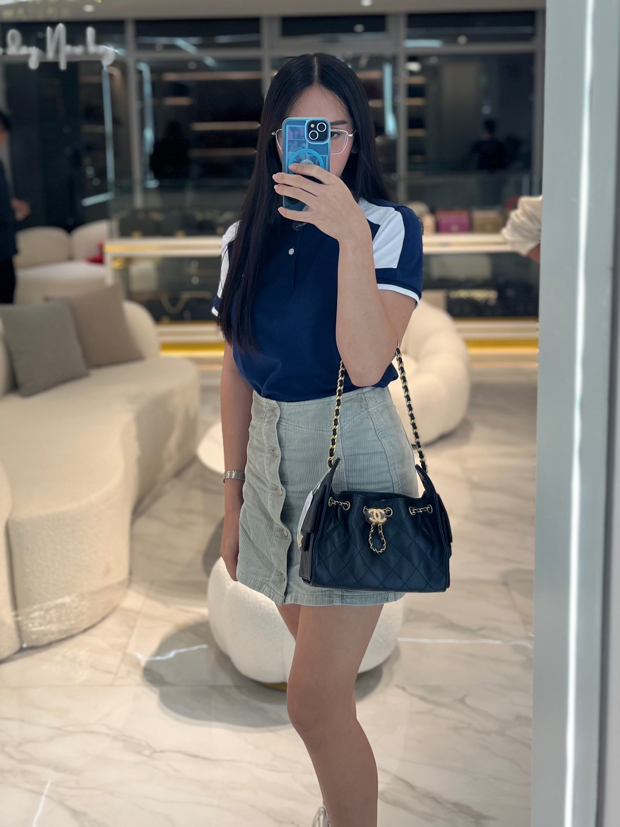 25 Mini in Black Caviar Leather Aged Gold Hardware (Microchip) | Purse Maison Luxury Bags Shop