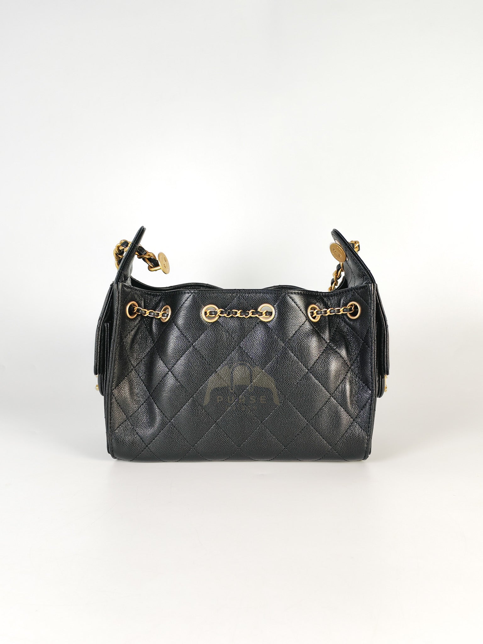 25 Mini in Black Caviar Leather Aged Gold Hardware (Microchip) | Purse Maison Luxury Bags Shop