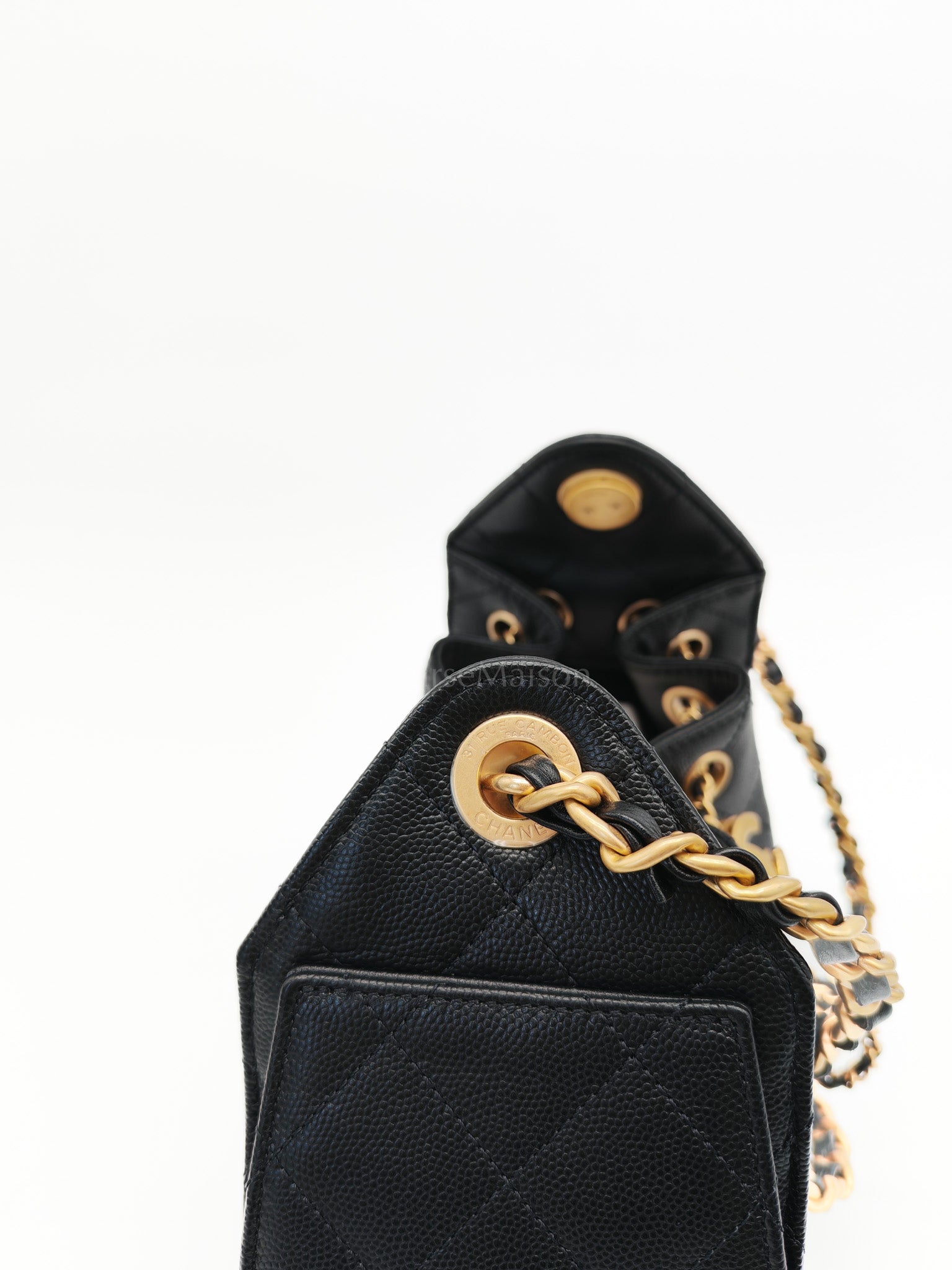 25 Mini in Black Caviar Leather Aged Gold Hardware(Microchip) | Purse Maison Luxury Bags Shop