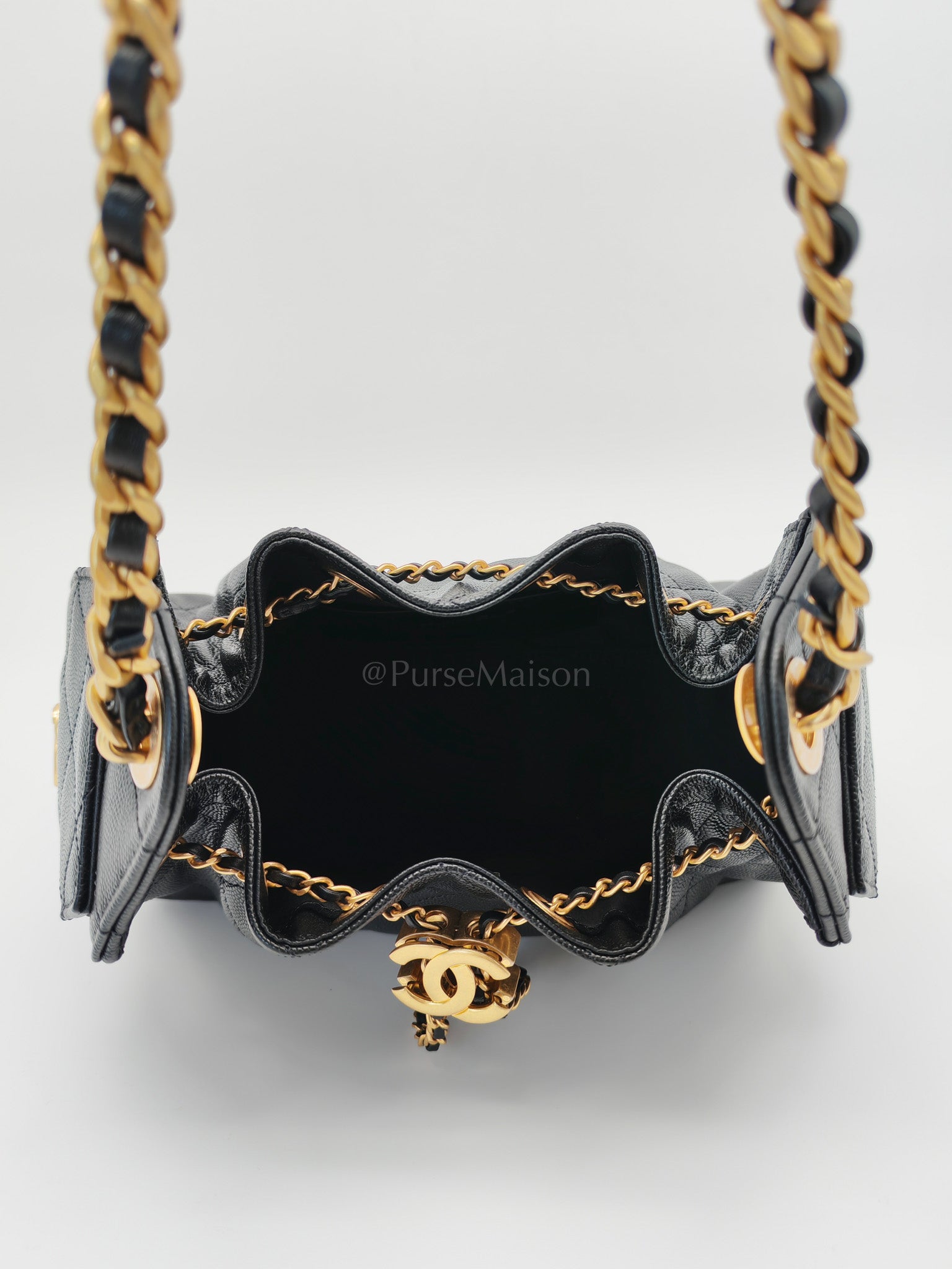 25 Mini in Black Caviar Leather Aged Gold Hardware(Microchip) | Purse Maison Luxury Bags Shop