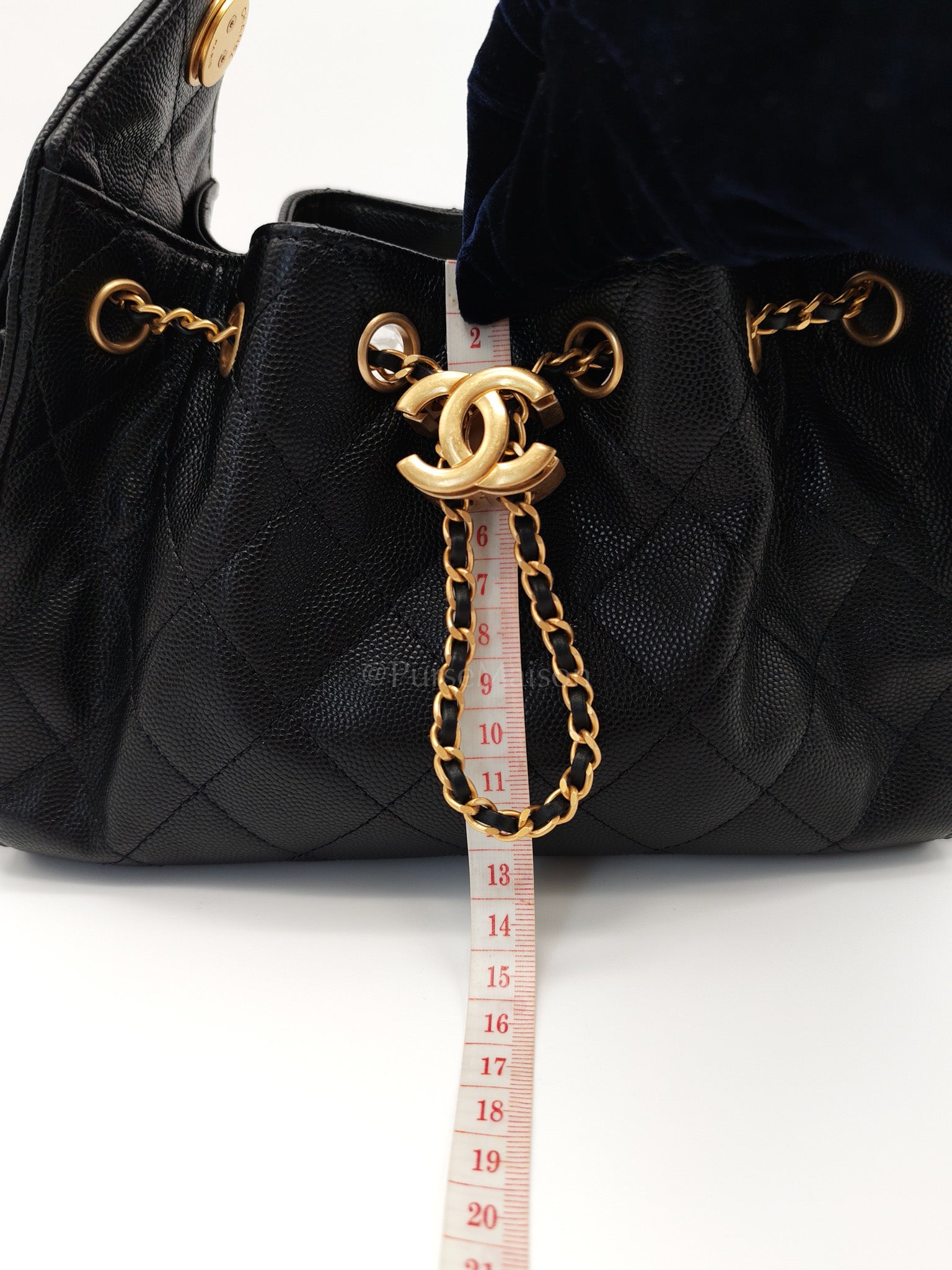 25 Mini in Black Caviar Leather Aged Gold Hardware(Microchip) | Purse Maison Luxury Bags Shop