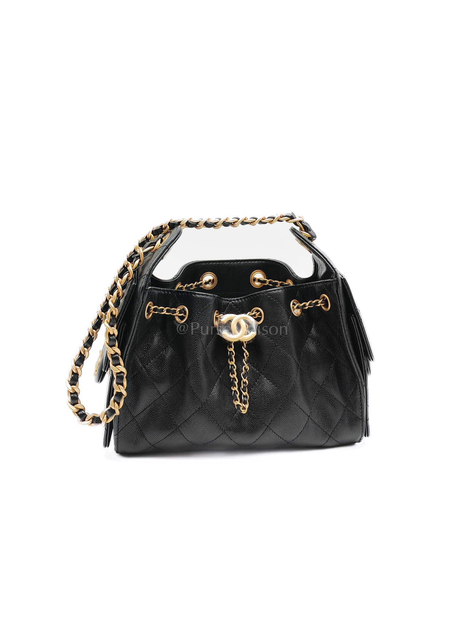 25 Mini in Black Caviar Leather and Aged Gold Hardware Microchip(A0****GL) | Purse Maison Luxury Bags Shop