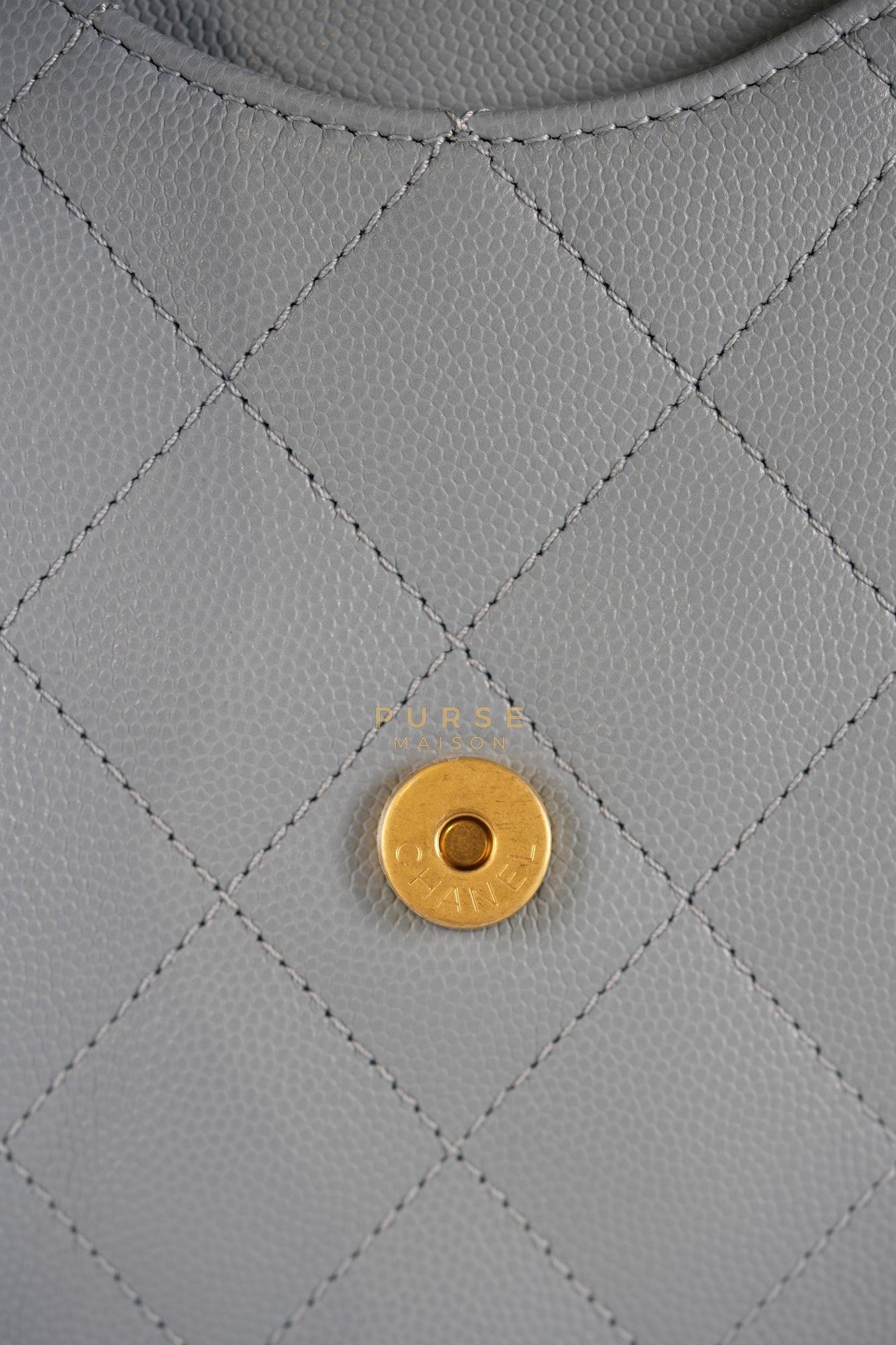 25 Small Handbag in Light Blue Quilted Caviar Leather and Gold Hardware (Microchip) | Purse Maison Luxury Bags Shop