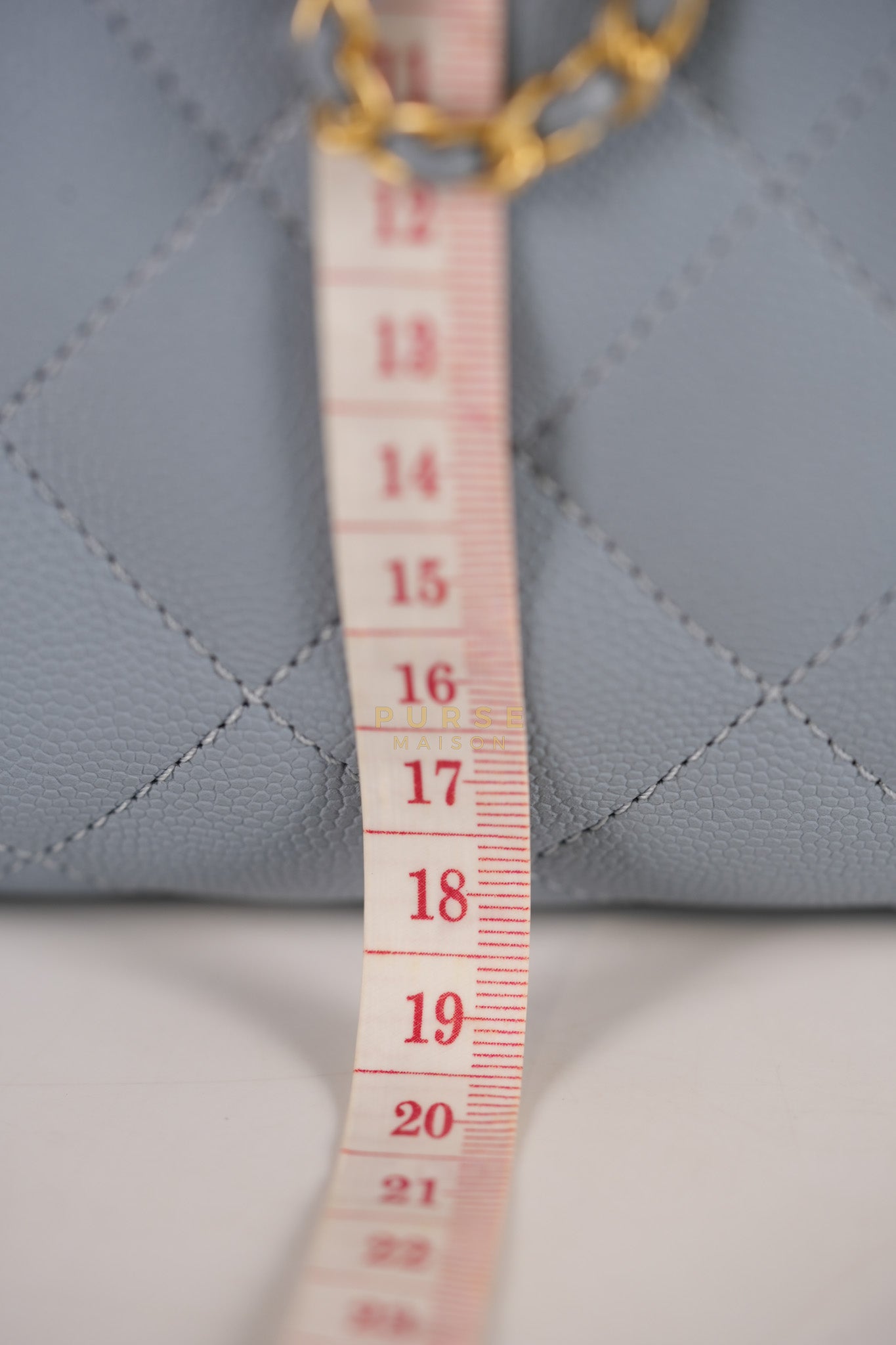 25 Small Handbag in Light Blue Quilted Caviar Leather and Gold Hardware (Microchip) | Purse Maison Luxury Bags Shop