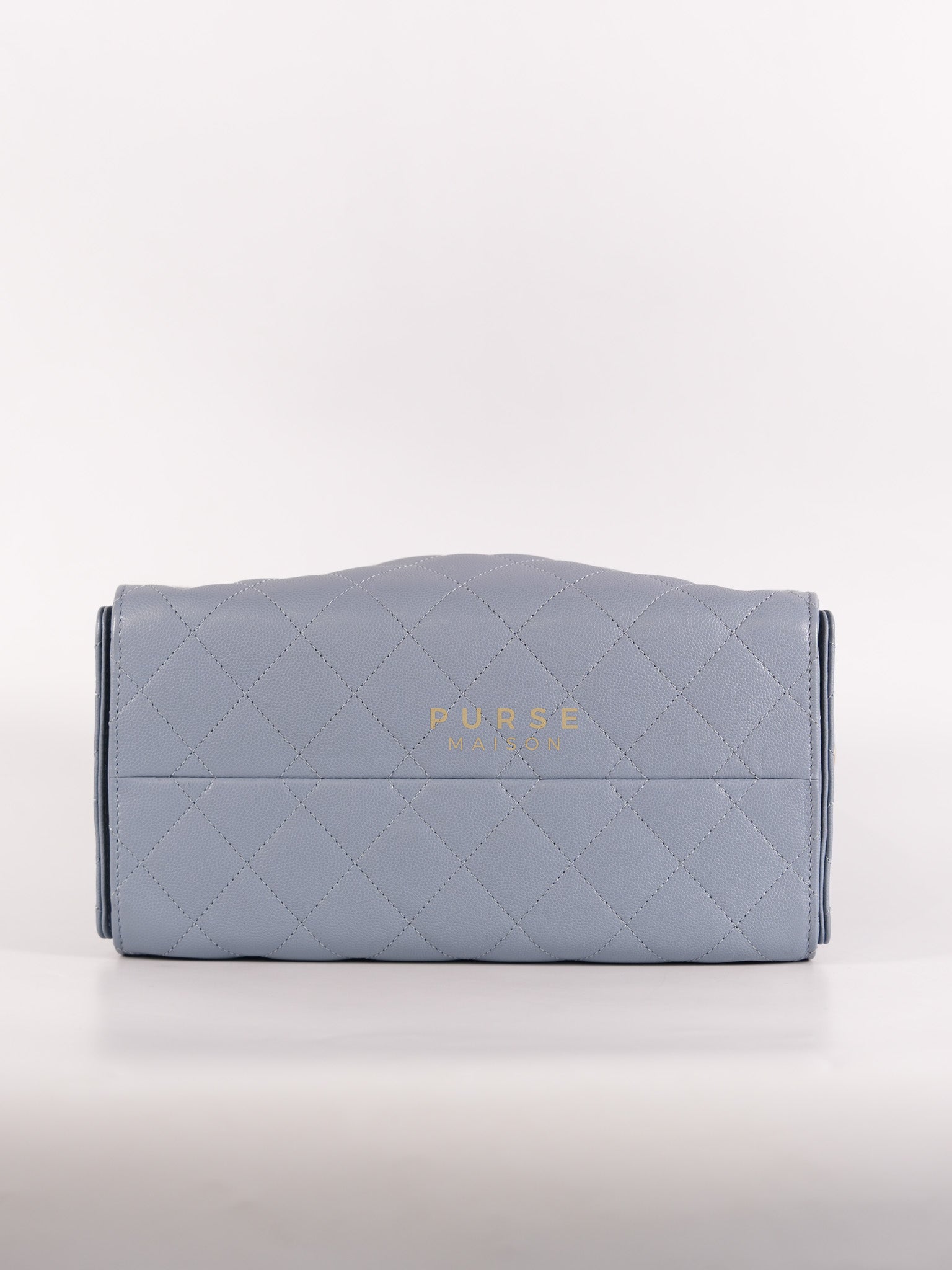 25 Small Handbag in Light Blue Quilted Caviar Leather and Gold Hardware (Microchip) | Purse Maison Luxury Bags Shop