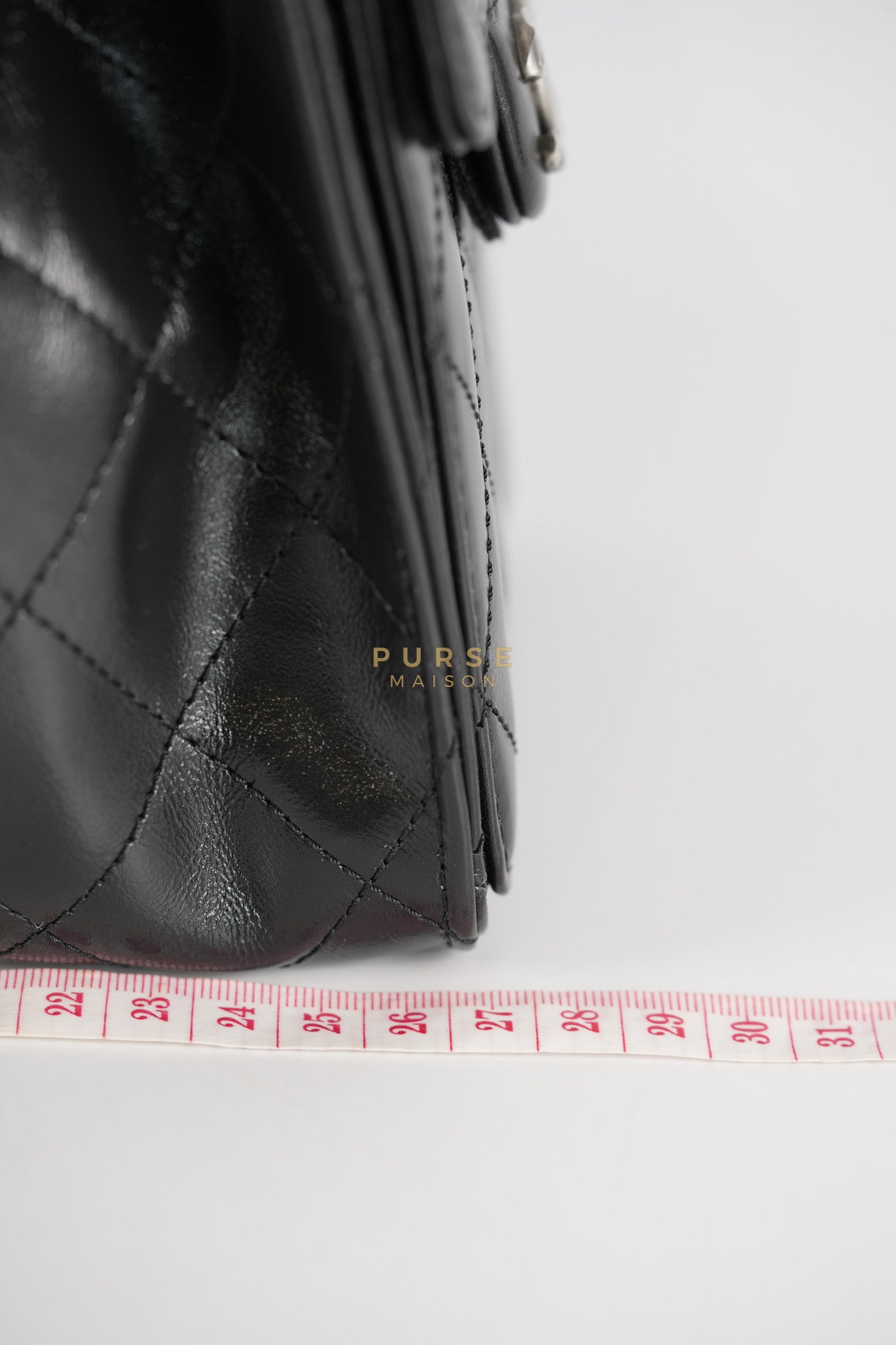 25 Small Hobo Tote Bag in Black Calfskin Leather & Mixed Hardware Microchip | Purse Maison Luxury Bags Shop