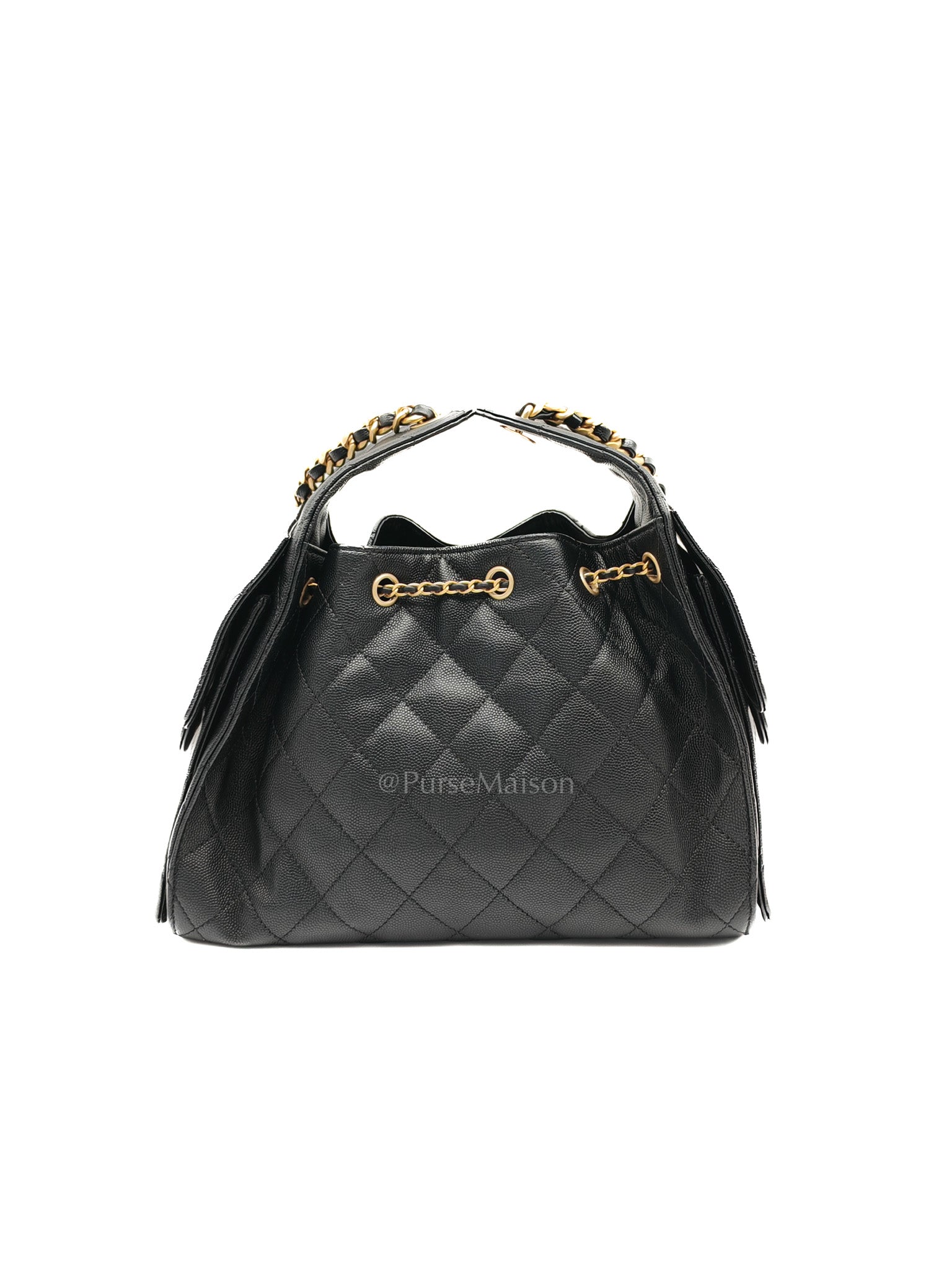 25 Small in Black Caviar Leather Aged Gold Hardware (Microchip) | Purse Maison Luxury Bags Shop