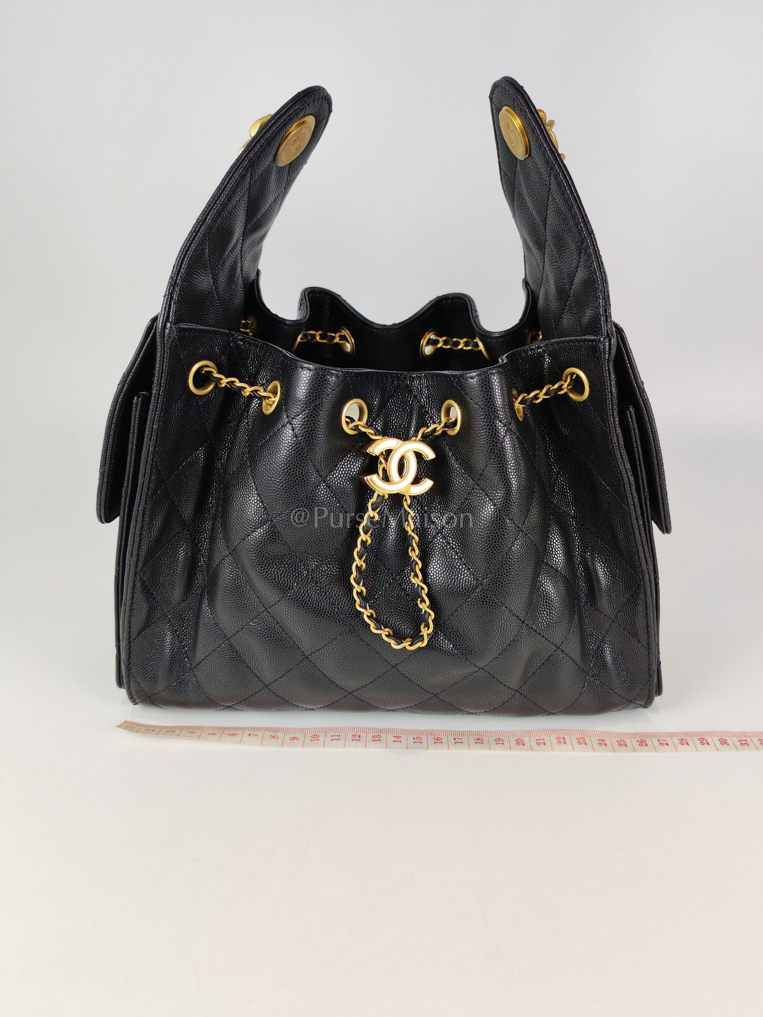 25 Small in Black Caviar Leather Aged Gold Hardware Microchip(K3****X4) | Purse Maison Luxury Bags Shop