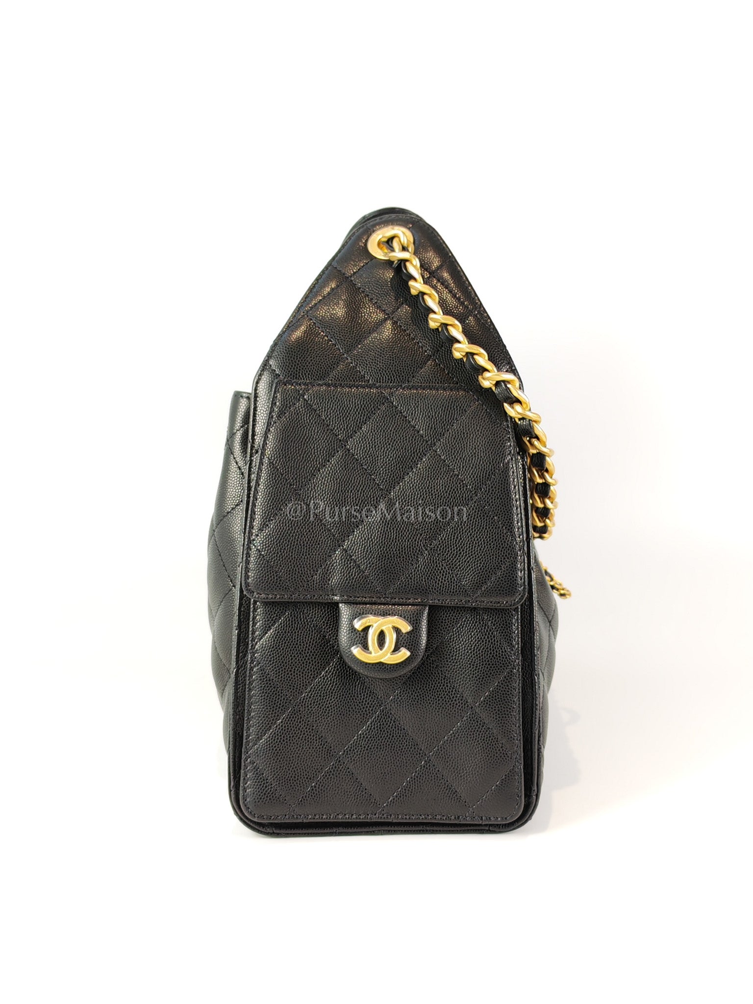25 Small in Black Caviar Leather Aged Gold Hardware Microchip(K3****X4) | Purse Maison Luxury Bags Shop
