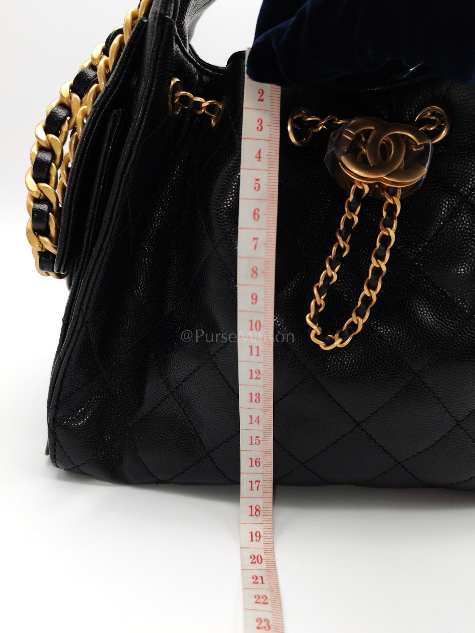 25 Small in Black Caviar Leather and Aged Gold Hardware (Microchip) | Purse Maison Luxury Bags Shop