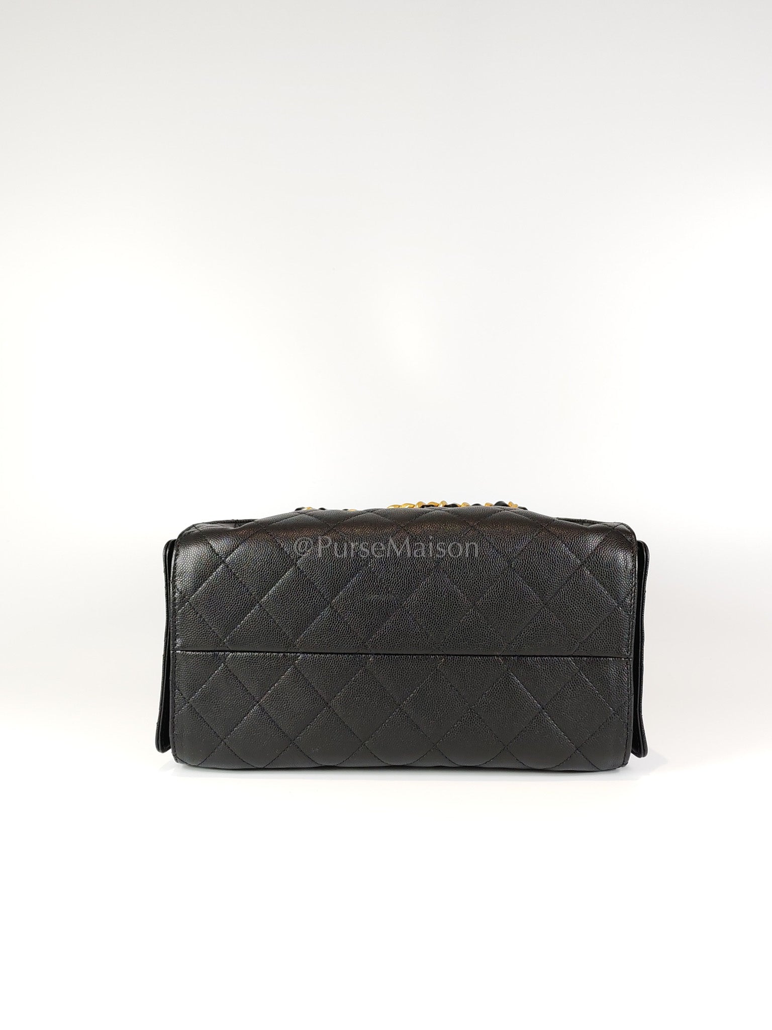 25 Small in Black Caviar Leather and Aged Gold Hardware (Microchip) | Purse Maison Luxury Bags Shop