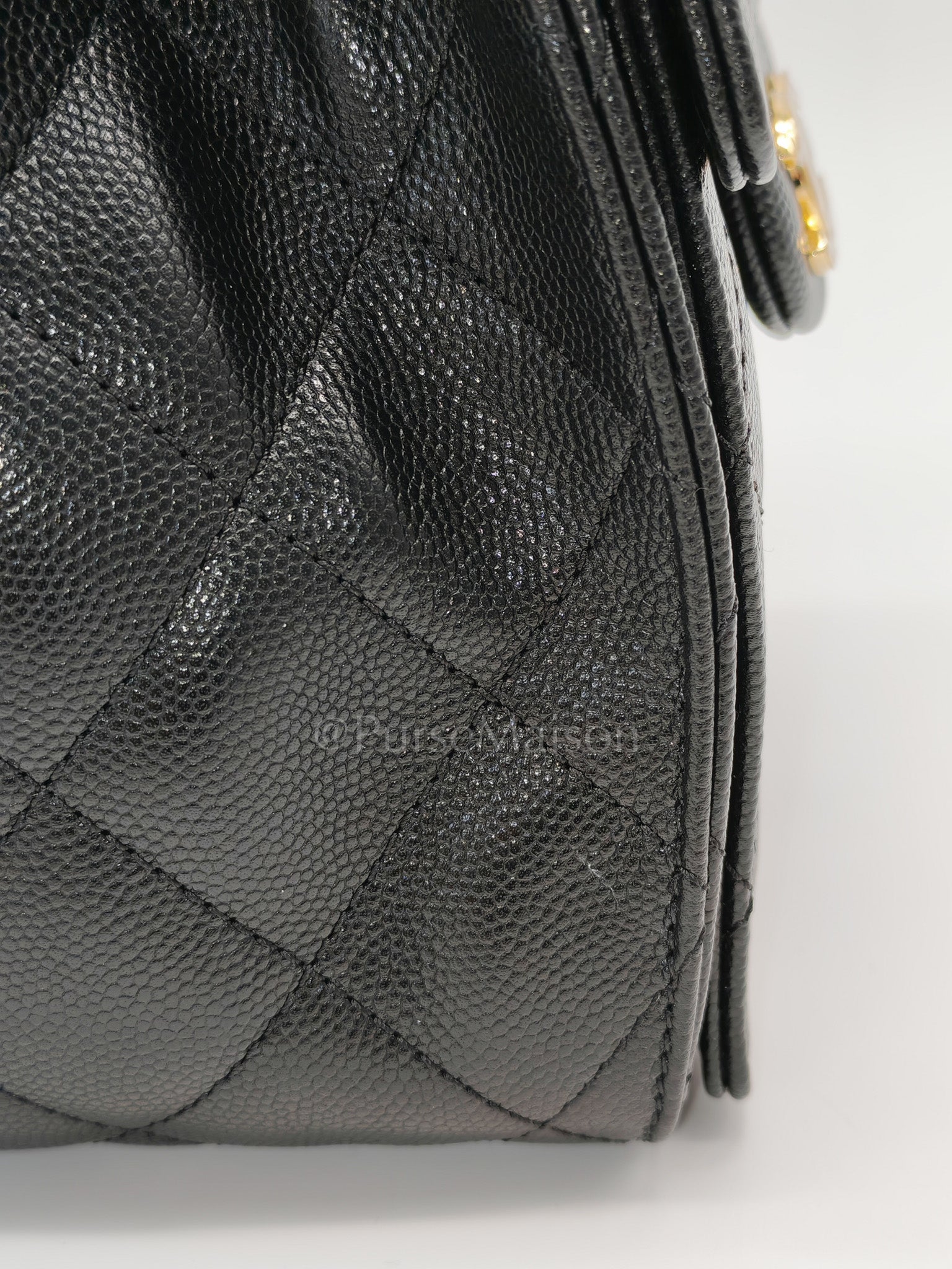 25 Small in Black Caviar Leather and Shiny Gold Hardware (Microchip) | Purse Maison Luxury Bags Shop