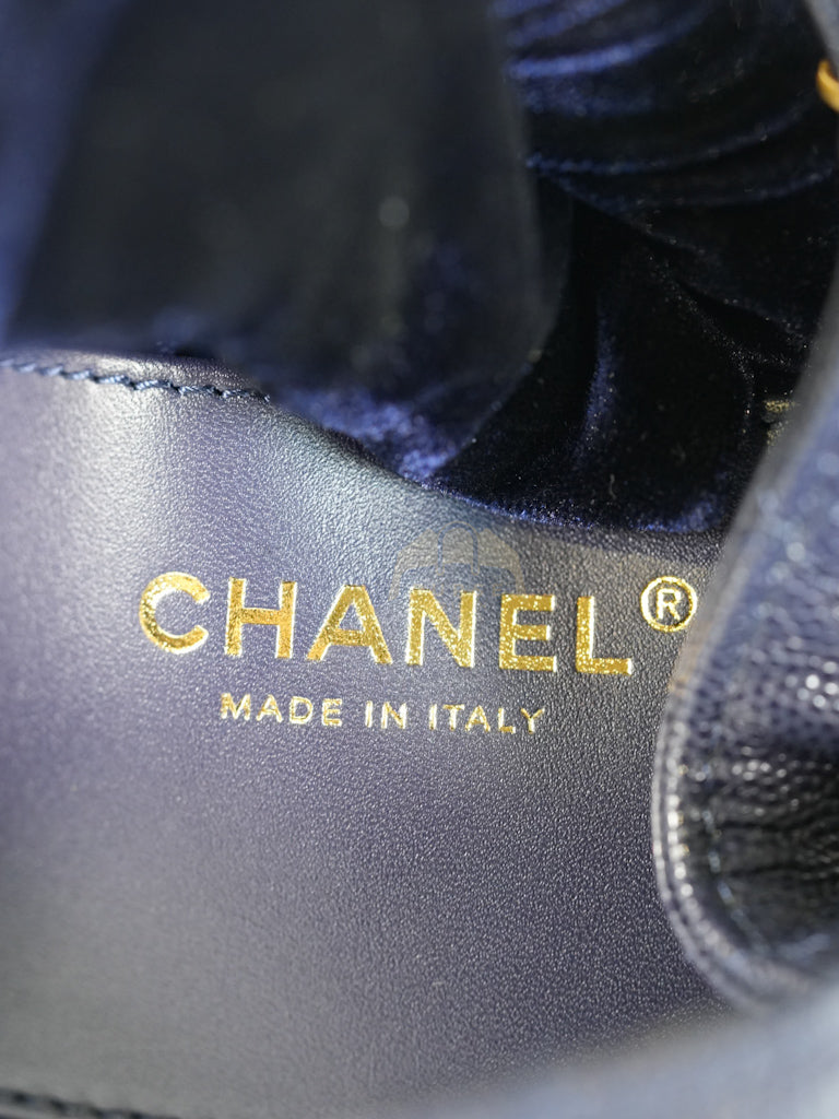 25 Small in Navy Blue Caviar Leather and Aged Gold Hardware (Microchip) | Purse Maison Luxury Bags Shop