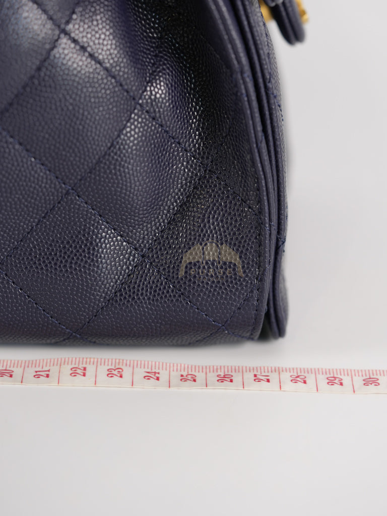 25 Small in Navy Blue Caviar Leather and Aged Gold Hardware (Microchip) | Purse Maison Luxury Bags Shop