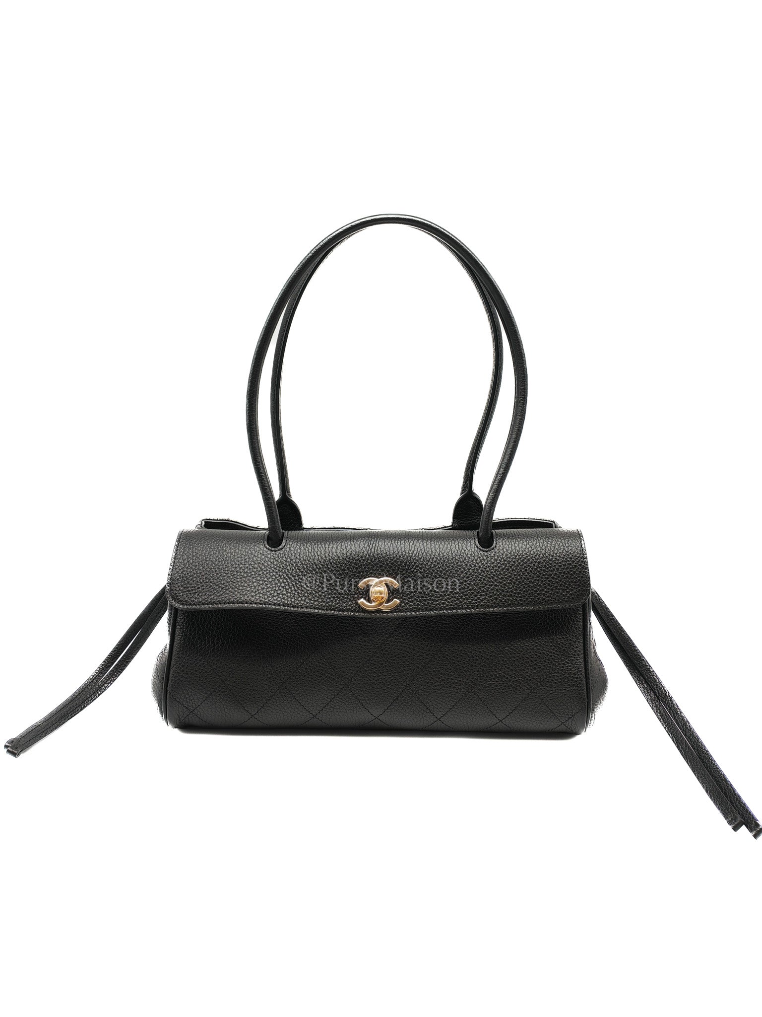 26 Matthieu Blazy Small Tote Bag in Black Grained Calfskin & Gold Hardware Microchip | Purse Maison Luxury Bags Shop