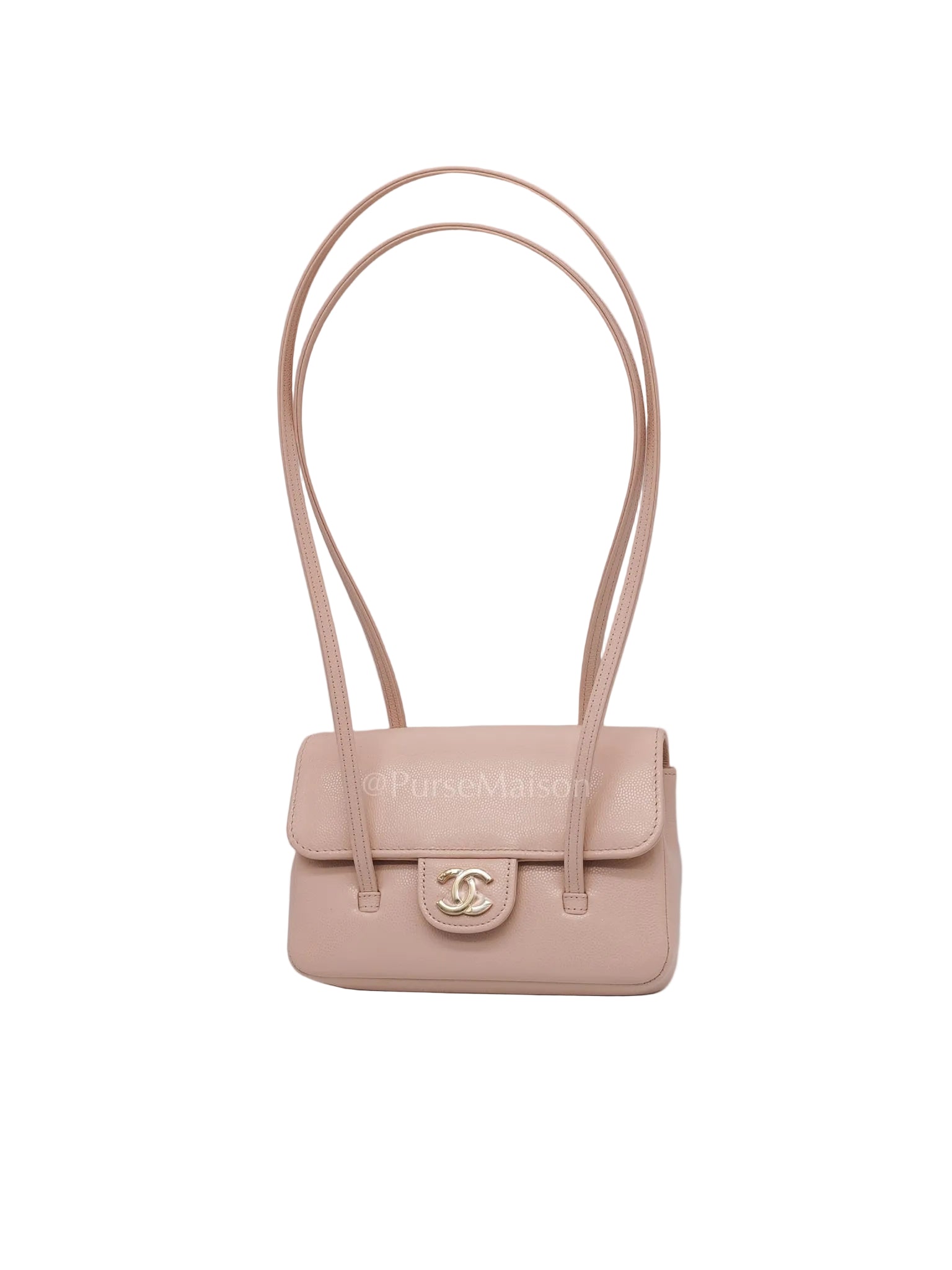 26 Mini Preppy Coco in Light Pink Soft Caviar Leather in Light Aged Gold Hardware (Micrcohip) | Purse Maison Luxury Bags Shop