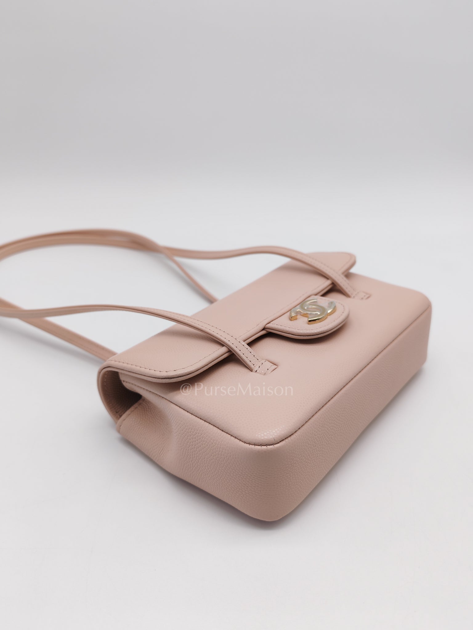 26 Mini Preppy Coco in Light Pink Soft Caviar Leather in Light Aged Gold Hardware (Micrcohip) | Purse Maison Luxury Bags Shop