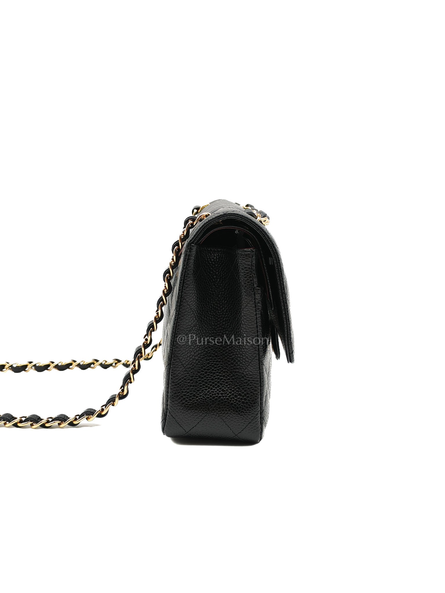 Chanel Classic Double Flap Medium in Black Quilted Caviar Leather and Gold Hardware Series 27 | Purse Maison Luxury Bags Shop