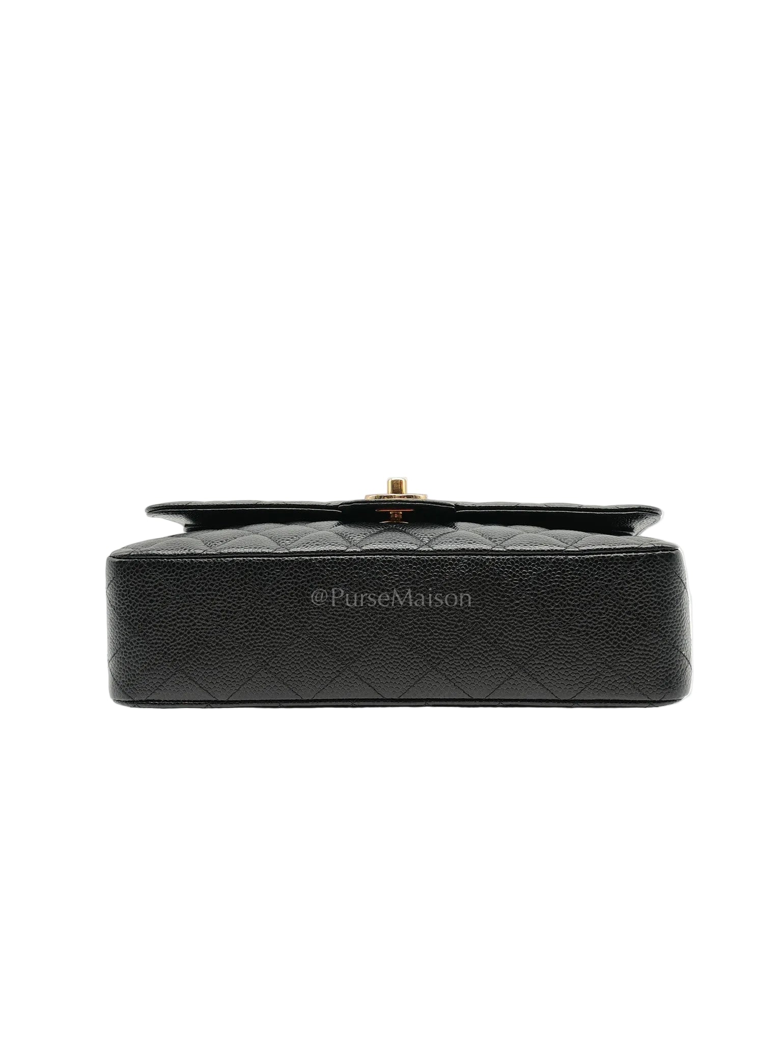 Chanel Classic Double Flap Medium in Black Quilted Caviar Leather and Gold Hardware Series 27 | Purse Maison Luxury Bags Shop