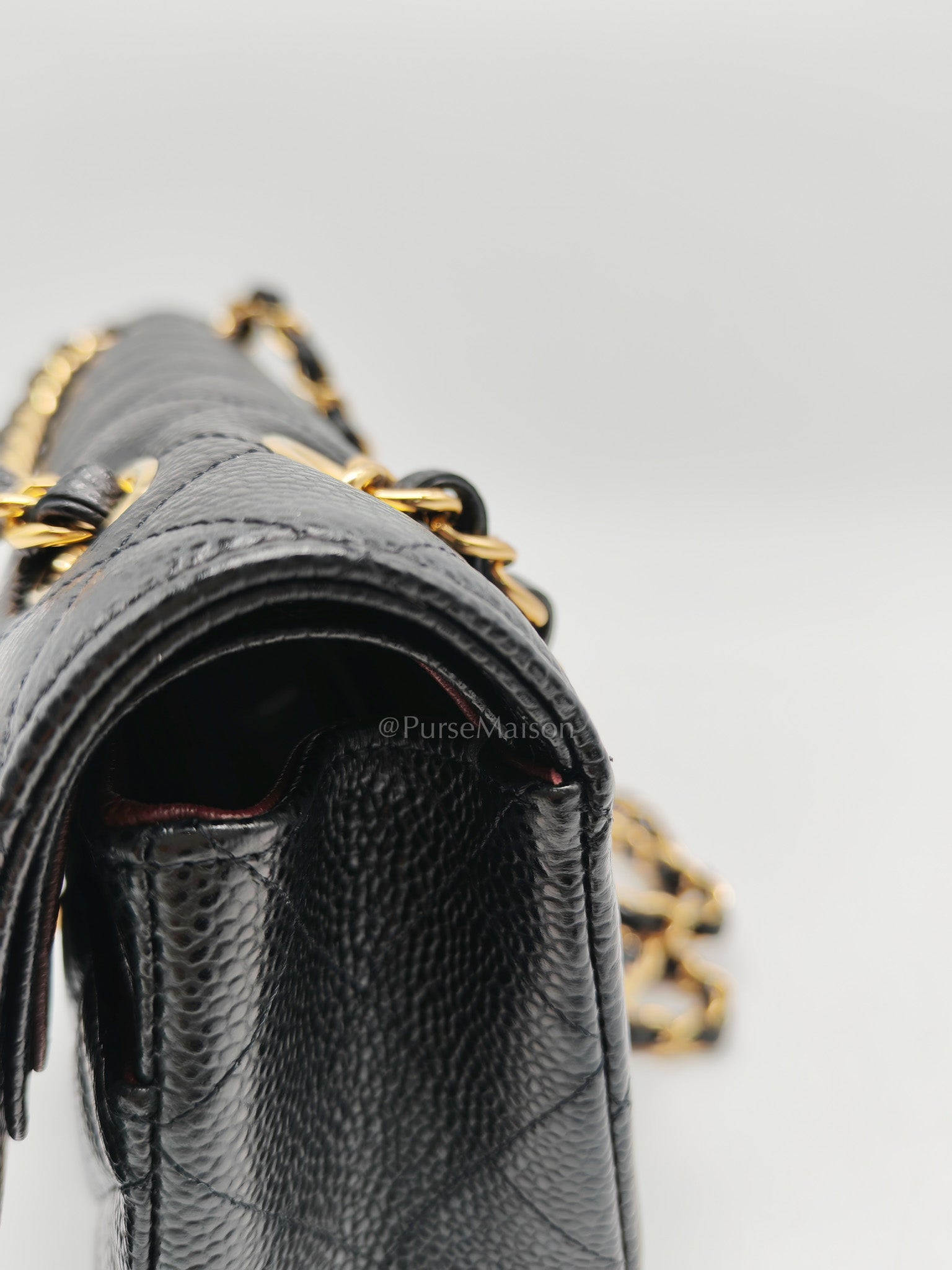 Chanel Classic Double Flap Medium in Black Quilted Caviar Leather and Gold Hardware Series 27 | Purse Maison Luxury Bags Shop