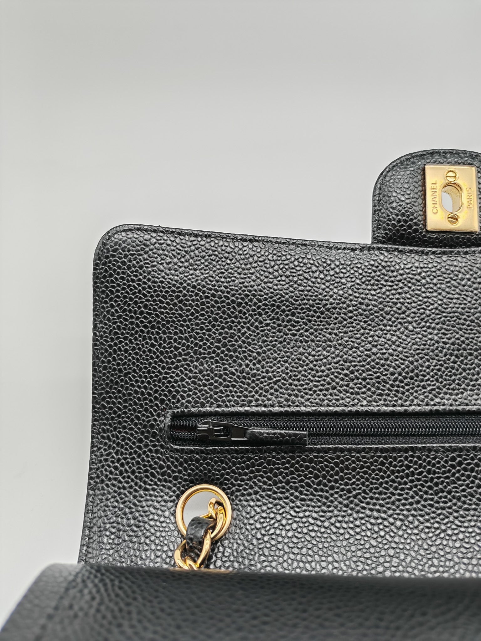 Chanel Classic Double Flap Medium in Black Quilted Caviar Leather and Gold Hardware Series 27 | Purse Maison Luxury Bags Shop
